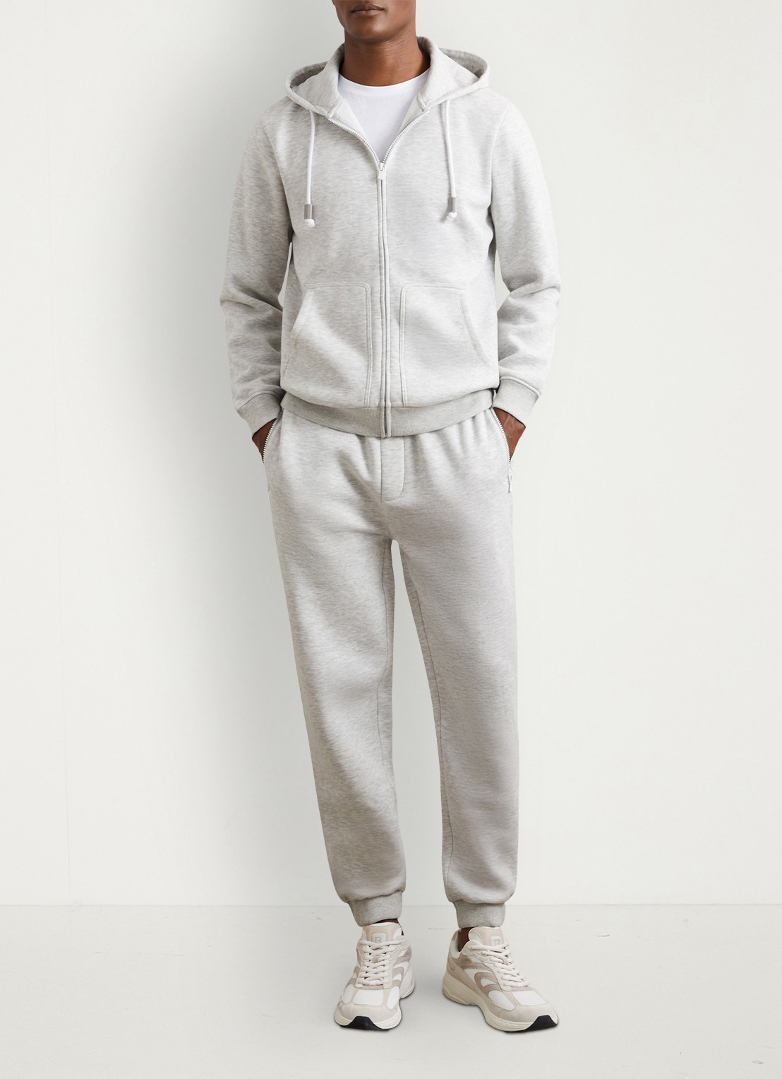 Reiss Howel sweatvest met capuchon  - voorkant 2 soft grey / grijs