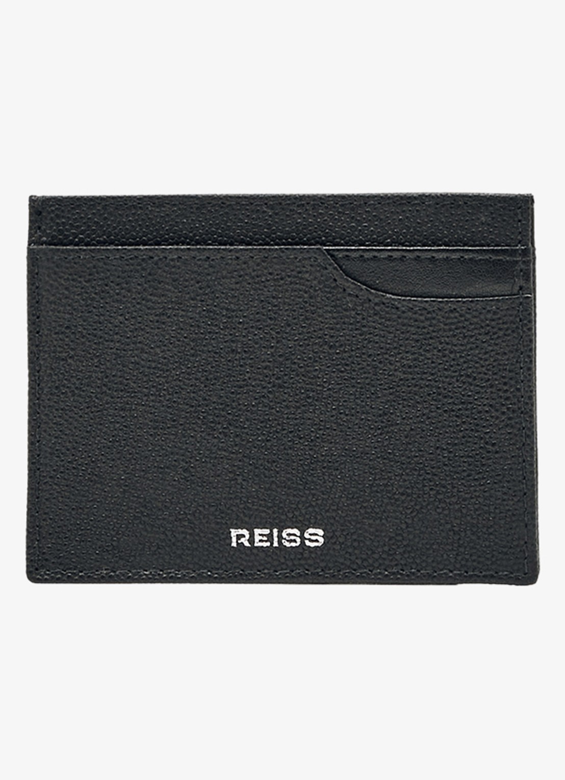 Reiss Hugo pasjeshouder van leer met structuur - voorkant black / zwart