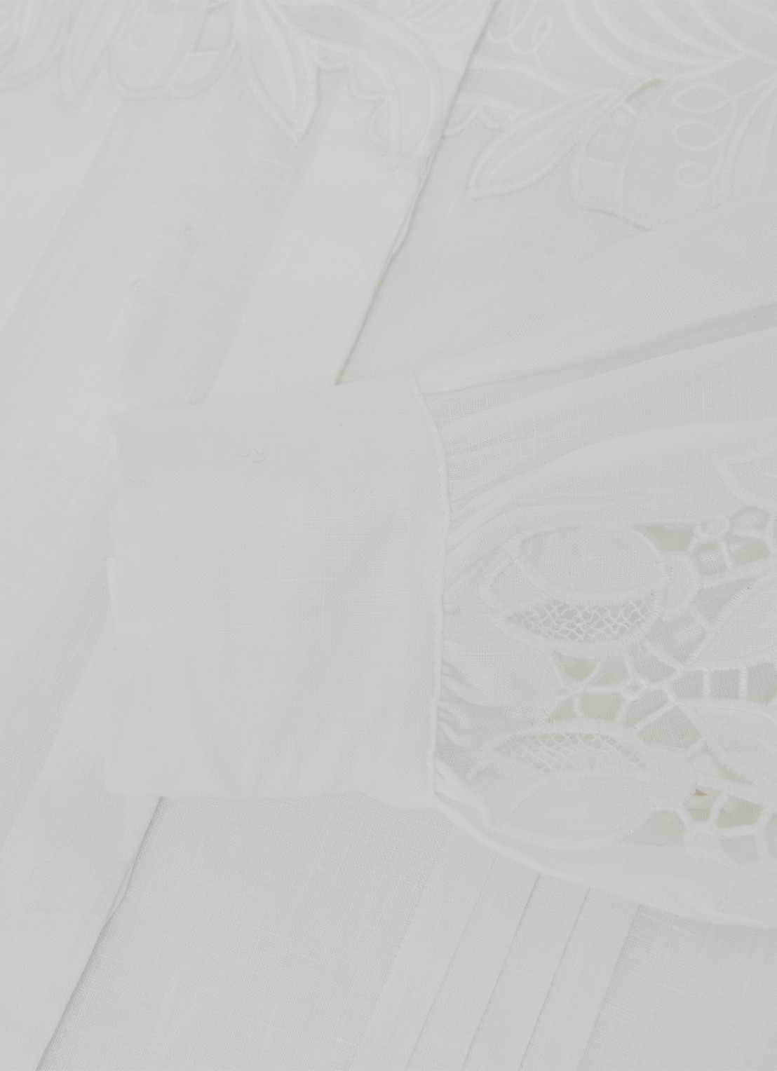 Reiss Ida blouse van linnen met broderie  - detail 7 wit