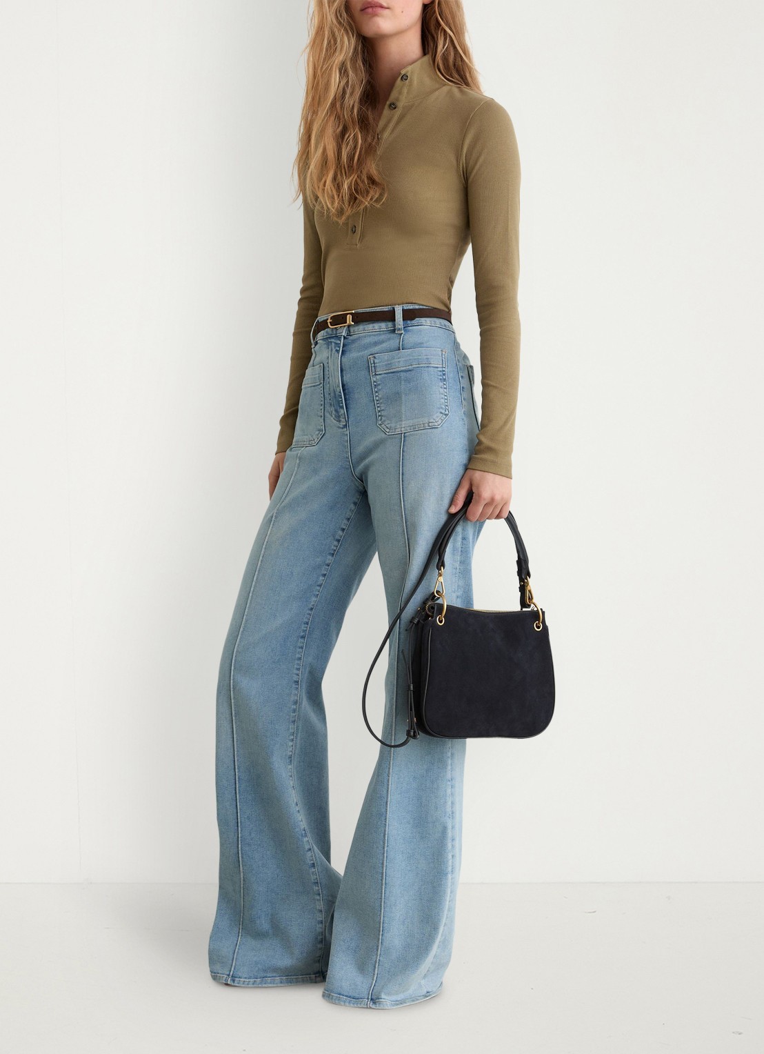Reiss Ida top opstaande kraag - voorkant 6 donkerbeige