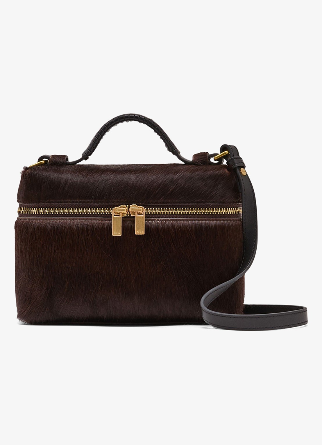 Reiss Ines crossbodytas van leer - voorkant 2 donkerbruin