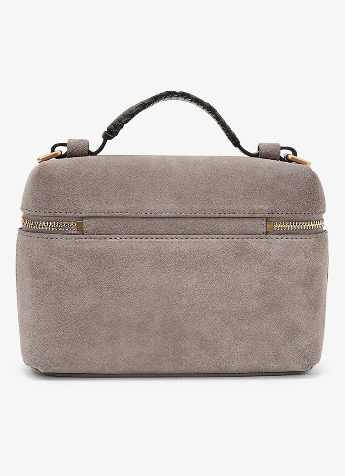 Reiss Ines handtas van suède met afneembare schouderriem - achterkant 3 grey / grijs