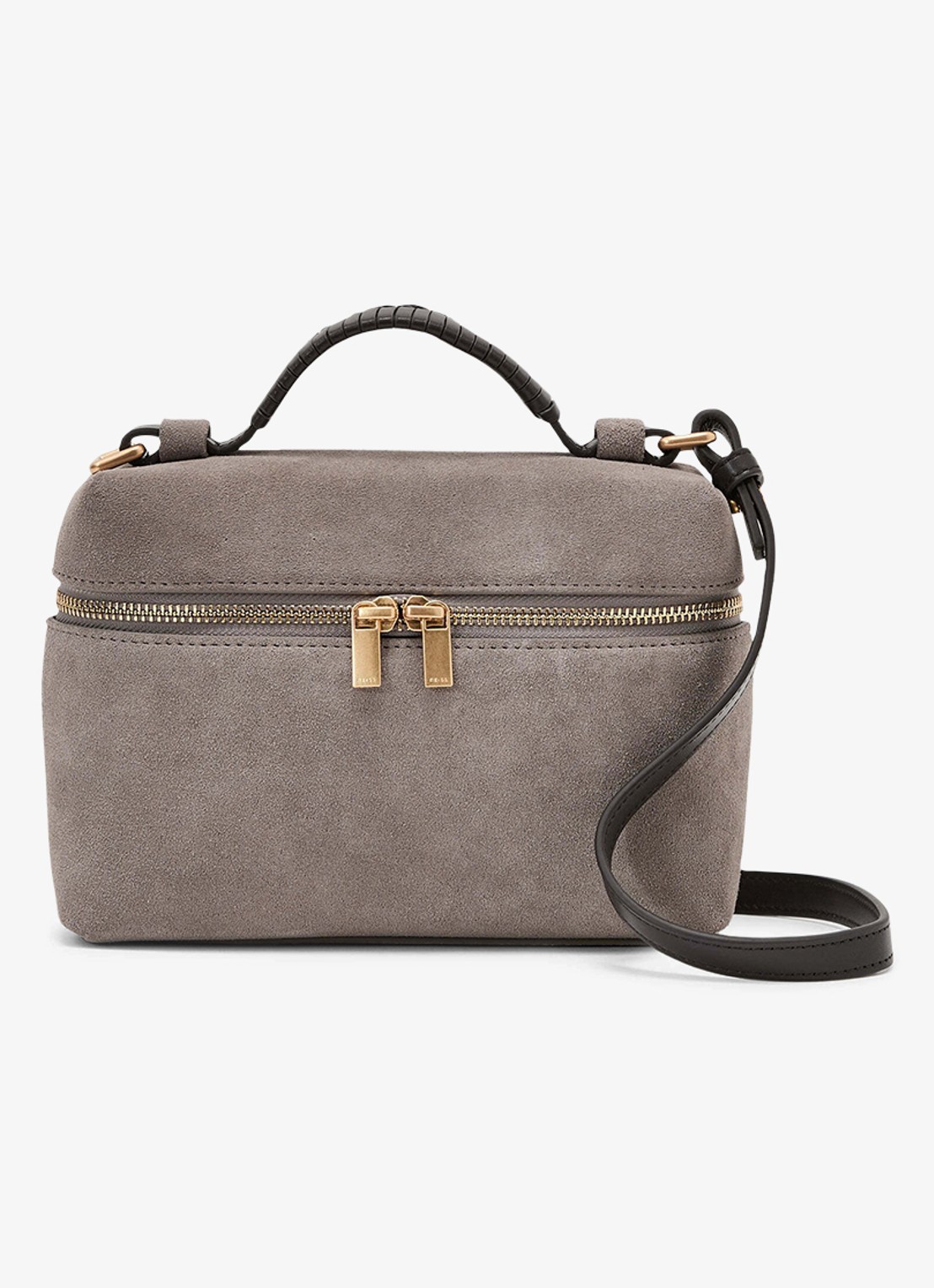 Reiss Ines handtas van suède met afneembare schouderriem - voorkant grey / grijs
