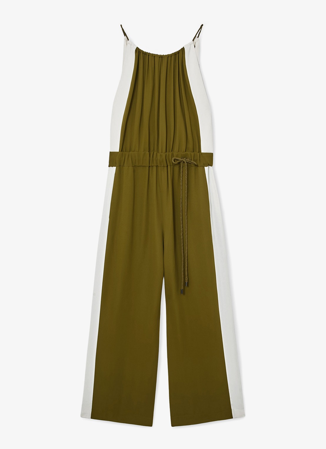 Reiss Inez wide fit jumpsuit met trekkoord - voorkant 6 groen