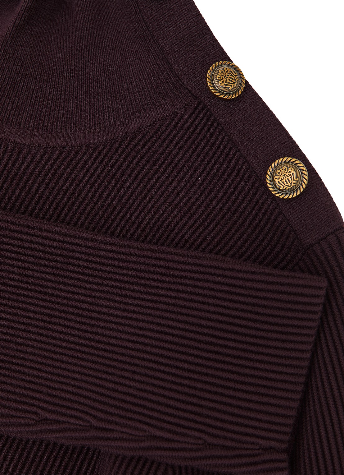 Reiss Isabella ribgebreide top met opstaande kraag - detail 3 bordeauxrood