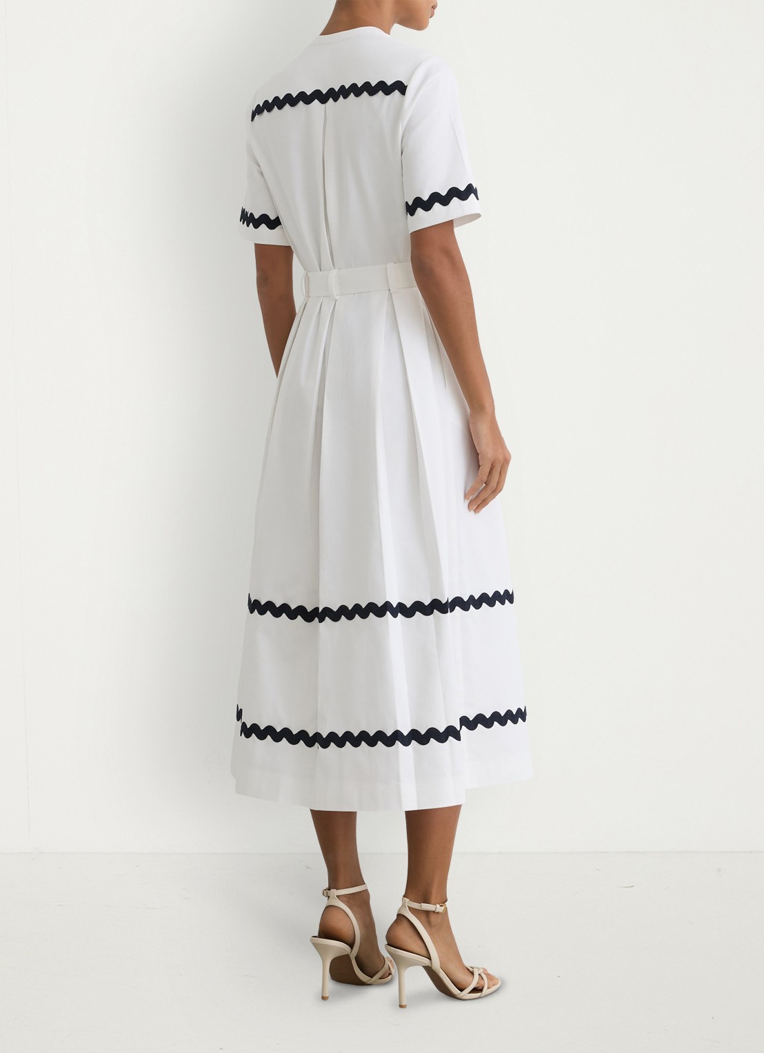 Reiss Isabelle midi jurk met strikceintuur - achterkant 6 gebroken wit