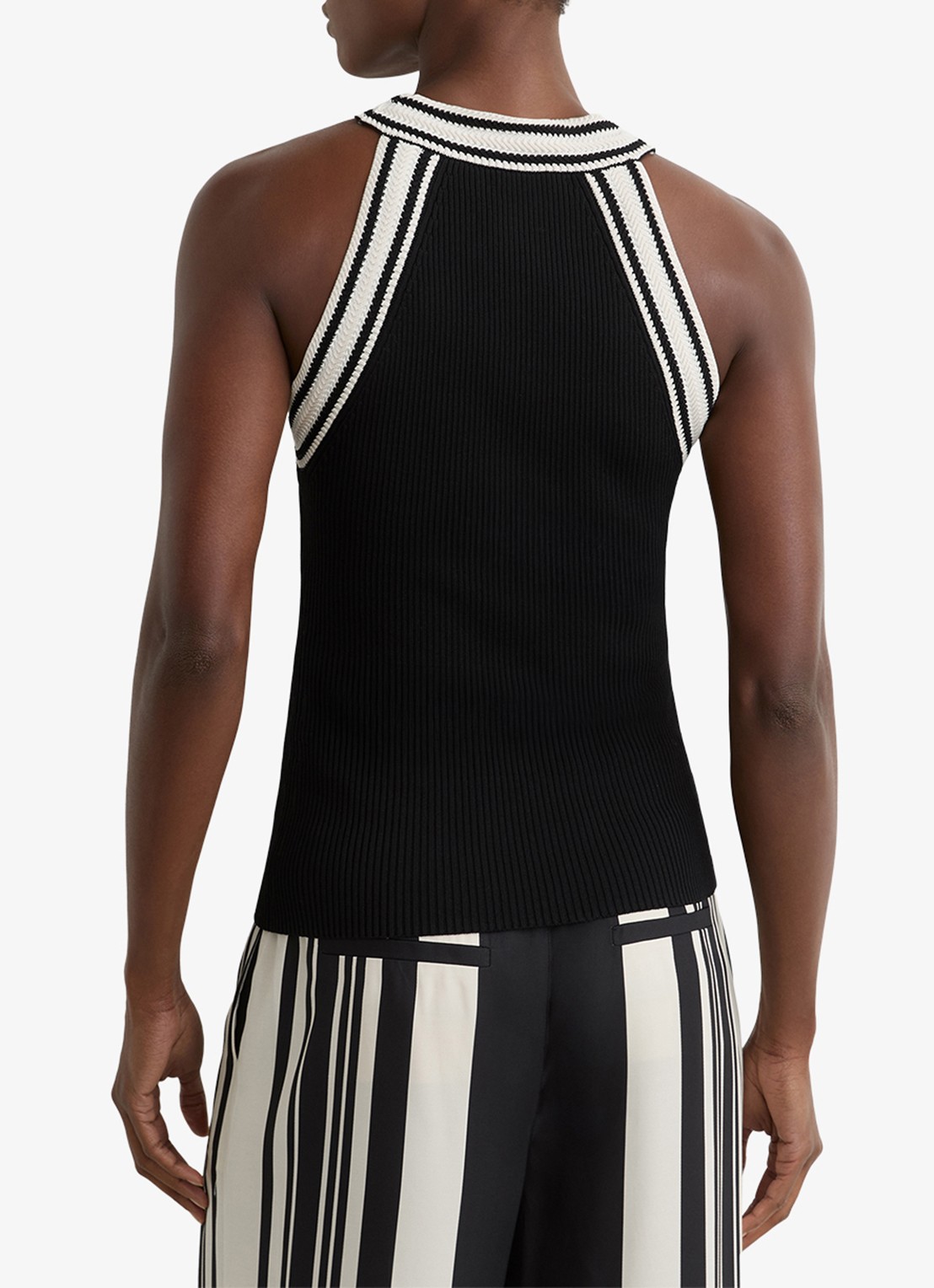 Reiss Ivanna top met ribstructuur - achterkant zwart