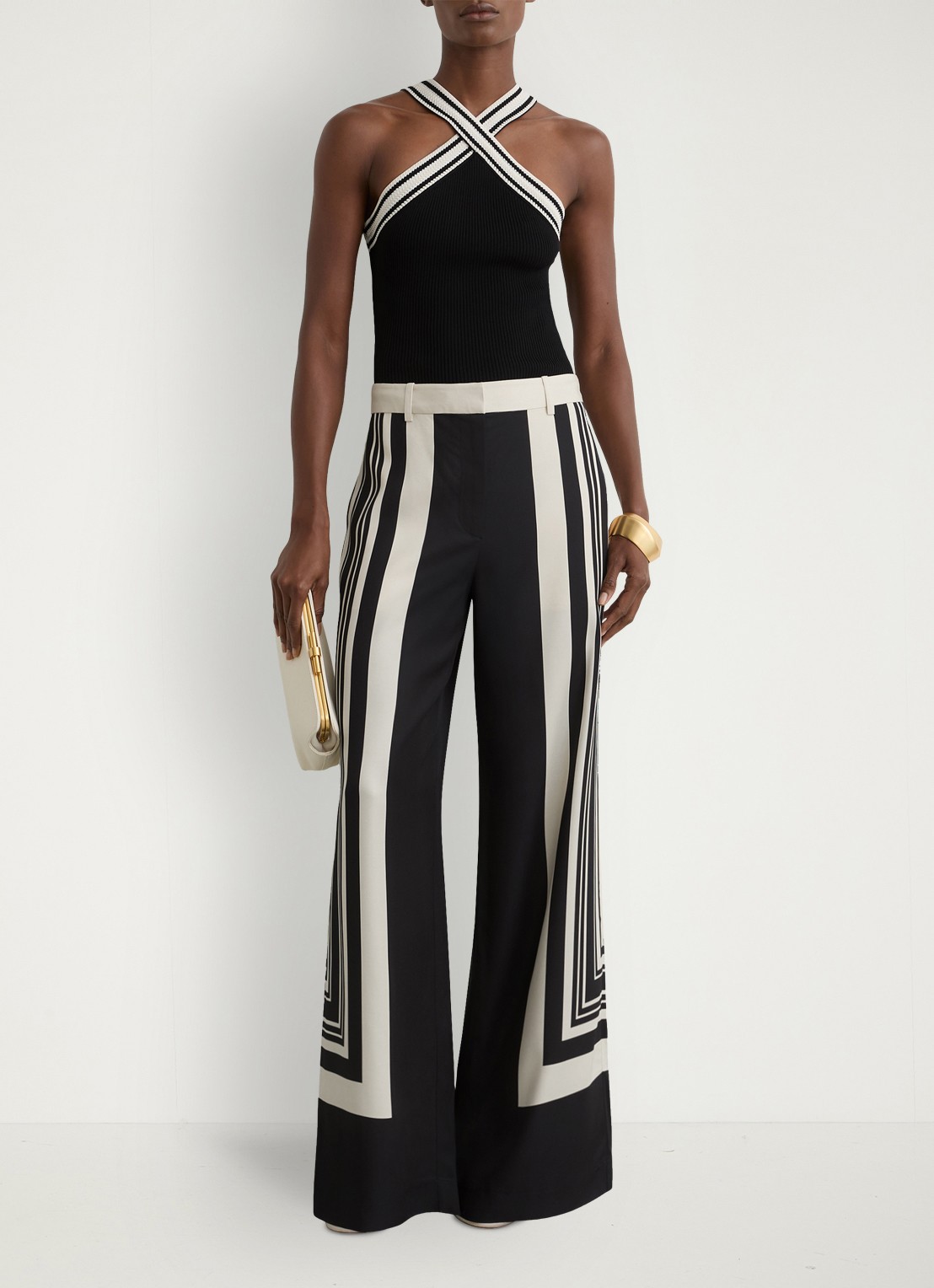 Reiss Ivanna top met ribstructuur - voorkant 3 zwart