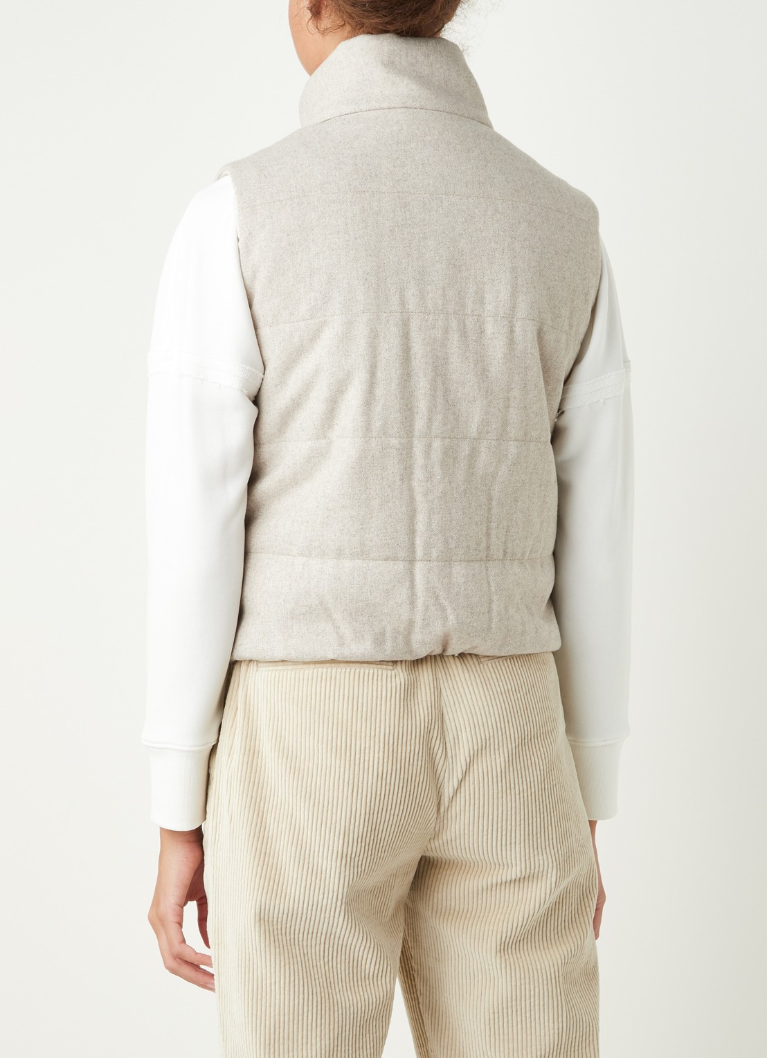 Reiss Ivy reversible gewatteerde bodywarmer in wolblend - achterkant beige