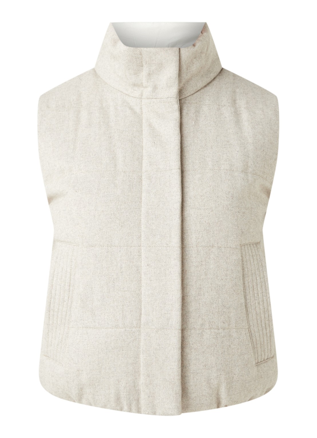 Reiss Ivy reversible gewatteerde bodywarmer in wolblend - voorkant 3 beige