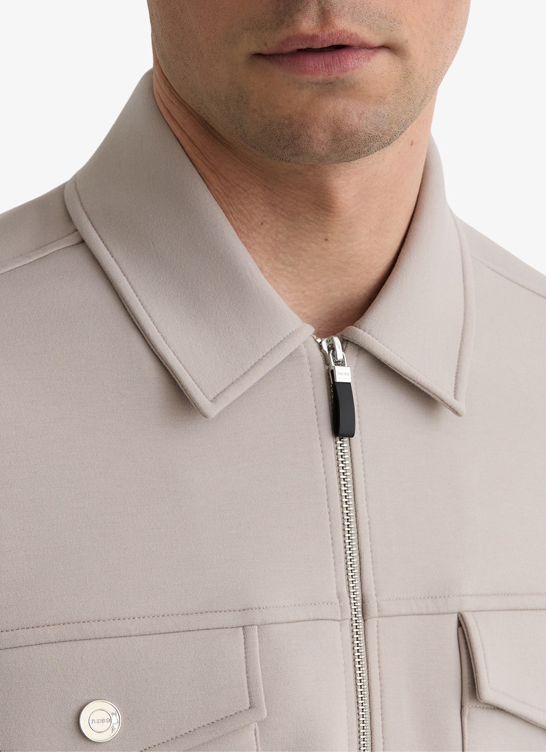 Reiss Jack met borstzakken - detail 4 beige