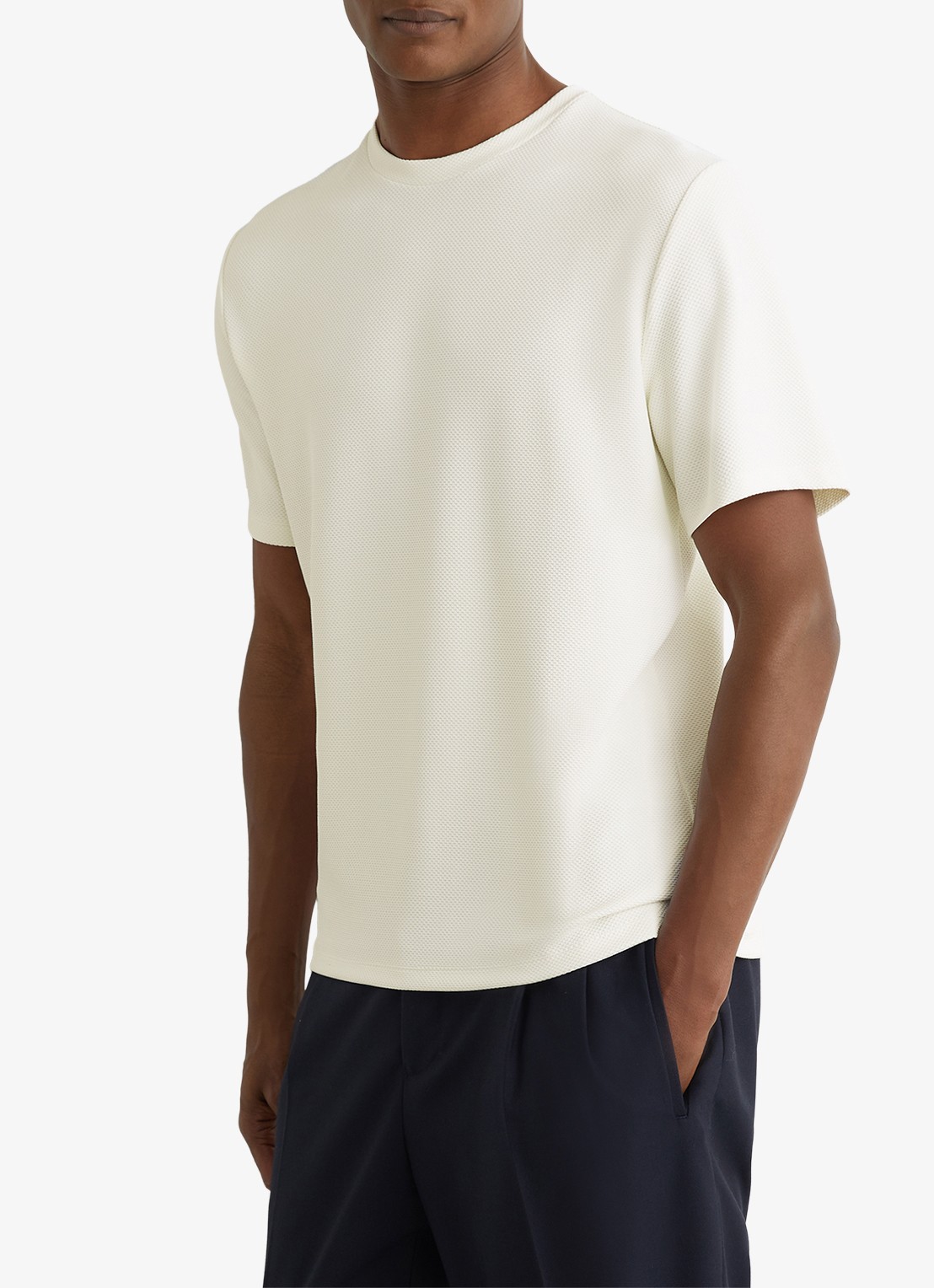 Reiss Jack T-shirt met structuur en ronde hals - detail wit