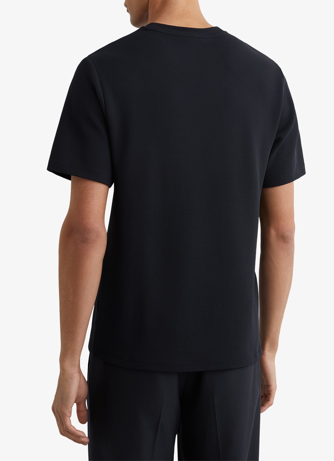 Reiss Jack T-shirt met structuur en ronde hals - achterkant donkerblauw