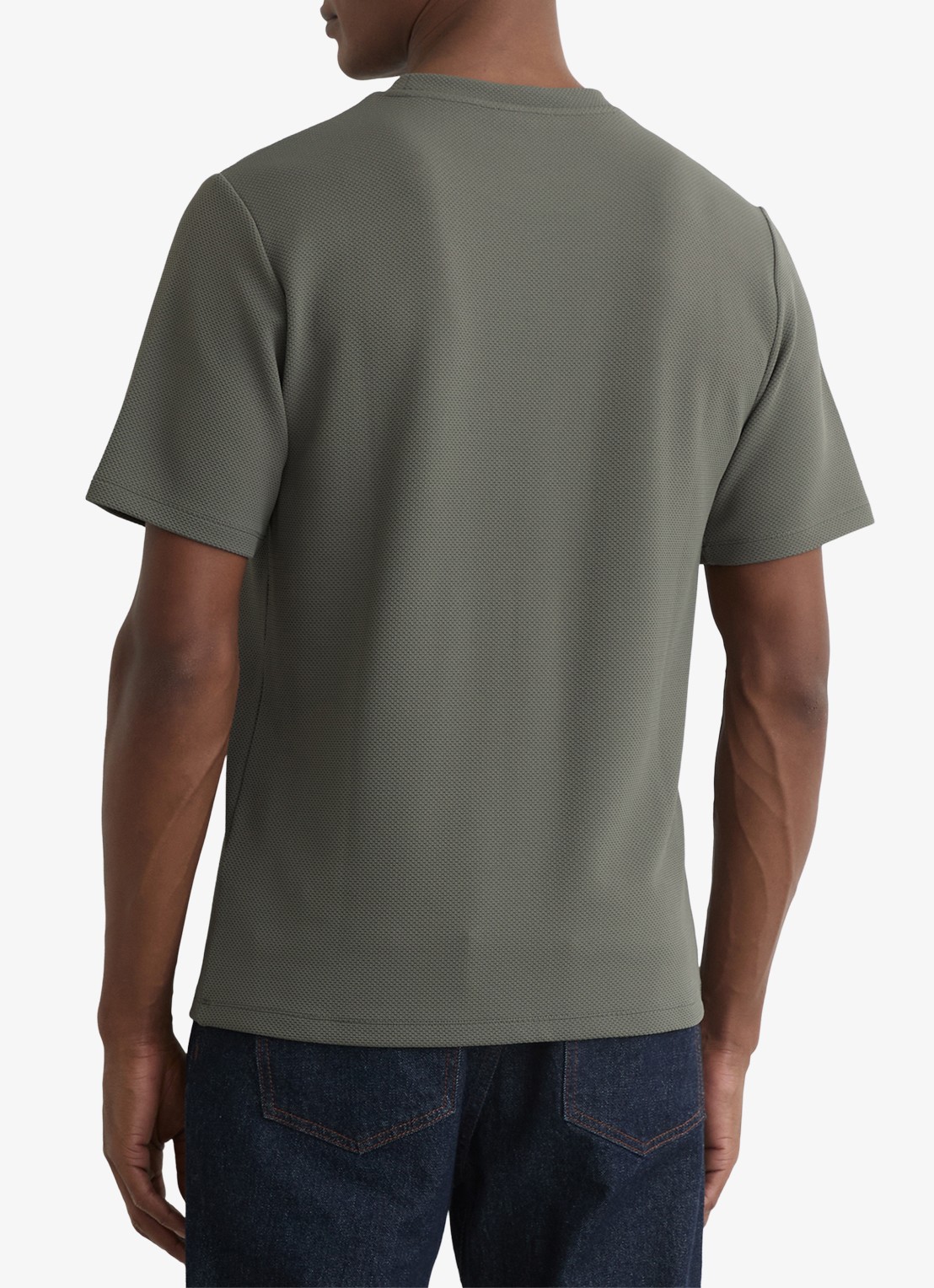 Reiss Jack T-shirt met structuur en ronde hals - achterkant groen