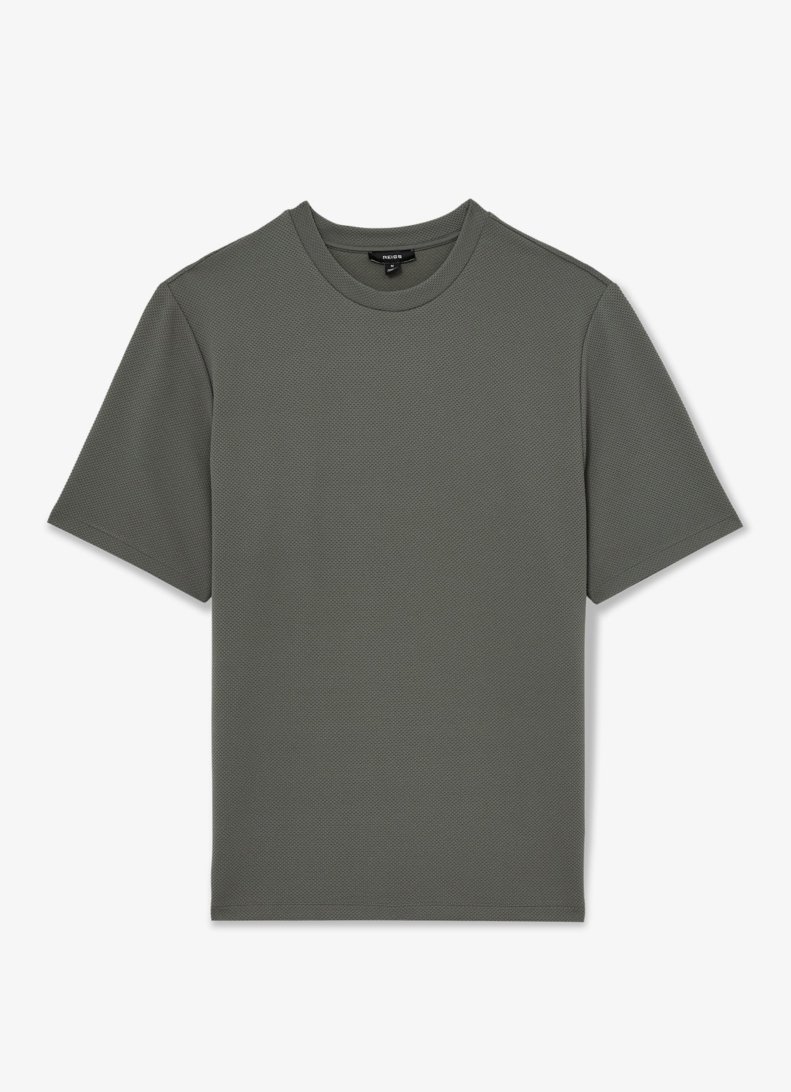 Reiss Jack T-shirt met structuur en ronde hals - voorkant 5 groen