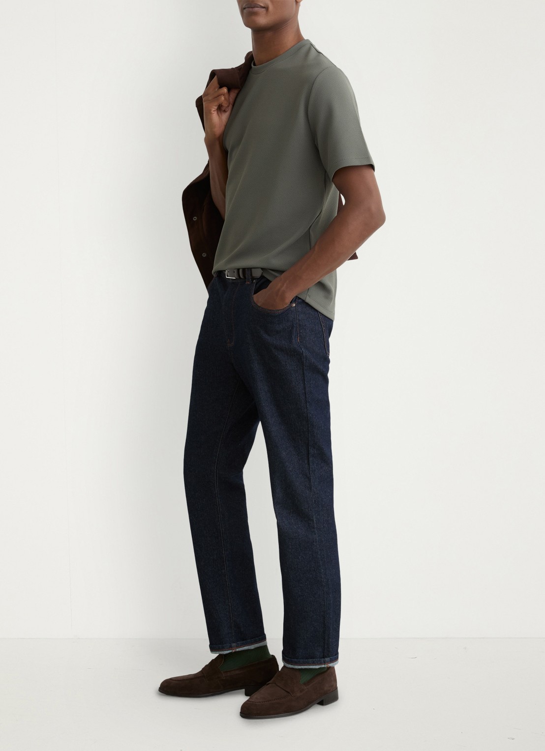 Reiss Jack T-shirt met structuur en ronde hals - voorkant 6 groen