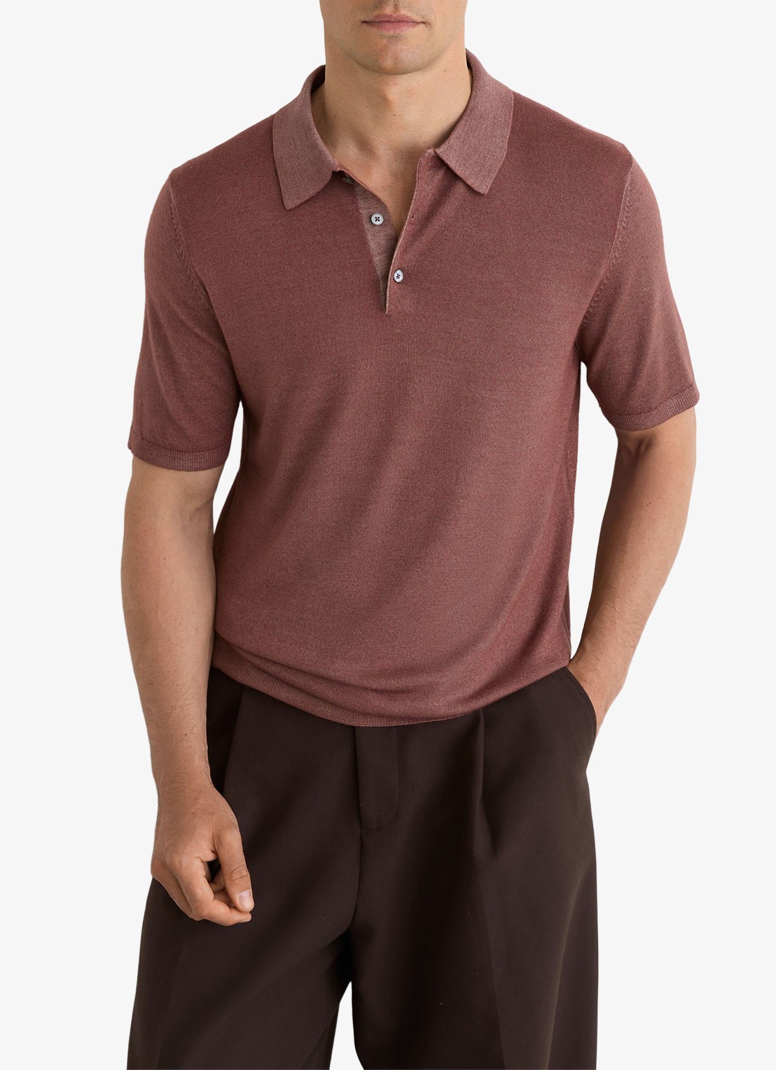 Reiss Jackdaw regular fit polo met strucuur - detail rose pink / roze