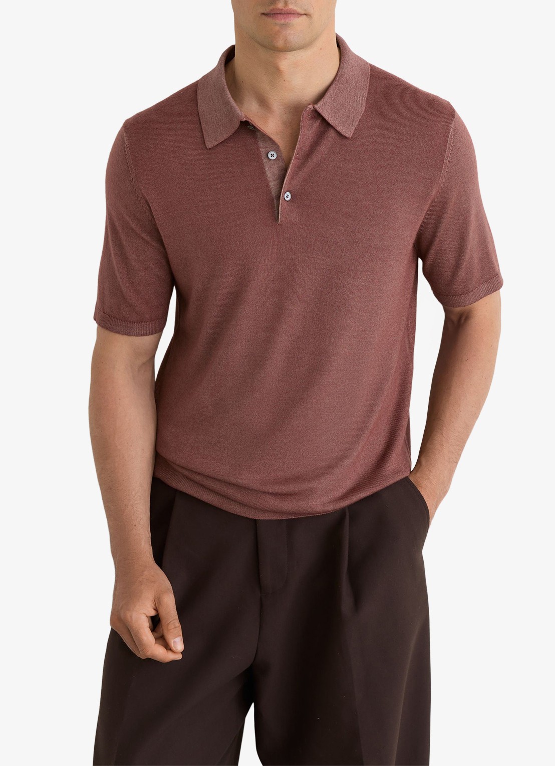 Reiss Jackdaw regular fit polo met strucuur - detail 4 rose pink / roze