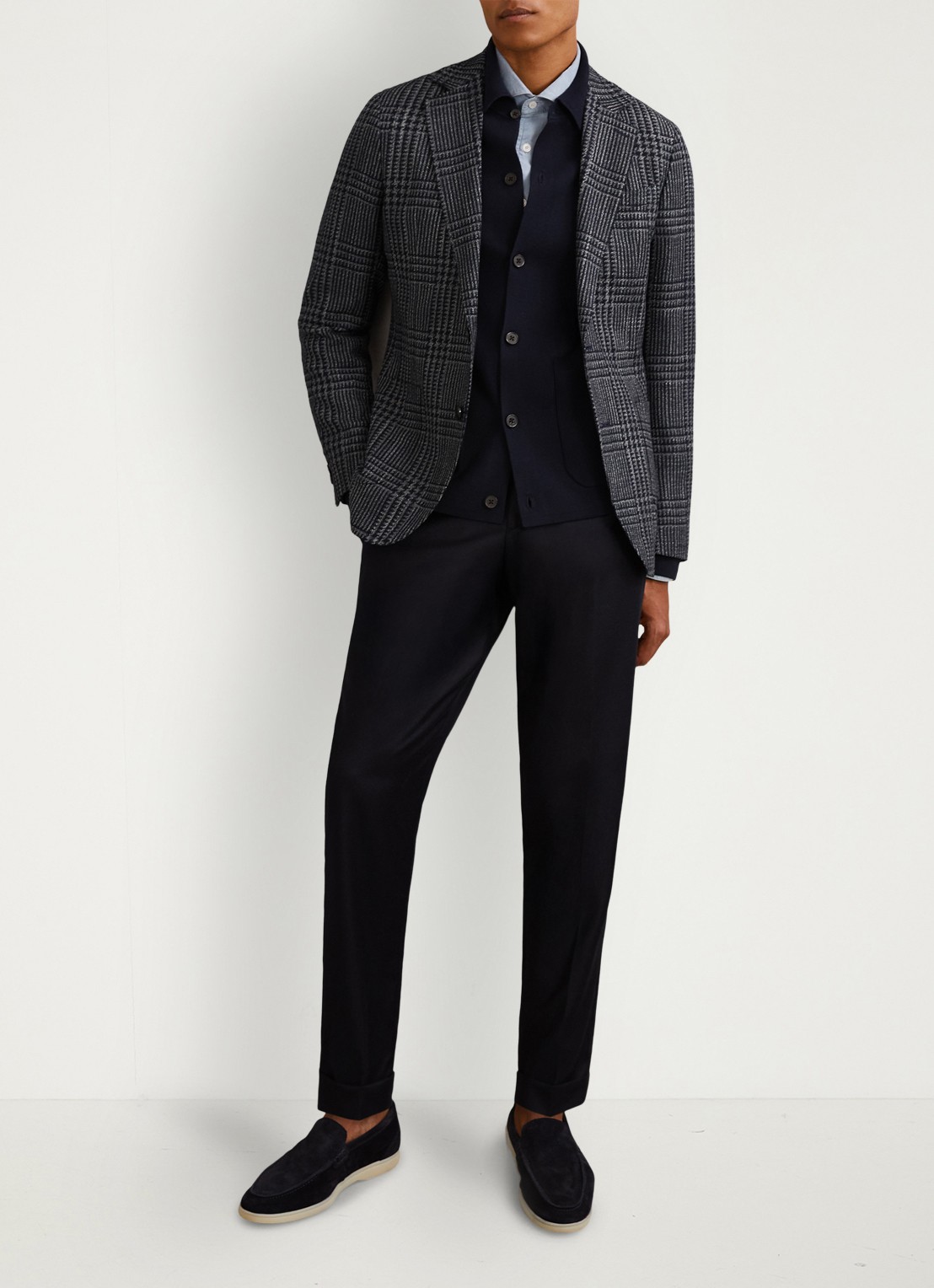 Reiss  Jacob regular fit colbert in wolblend met ruitdessin - voorkant 2 grijs