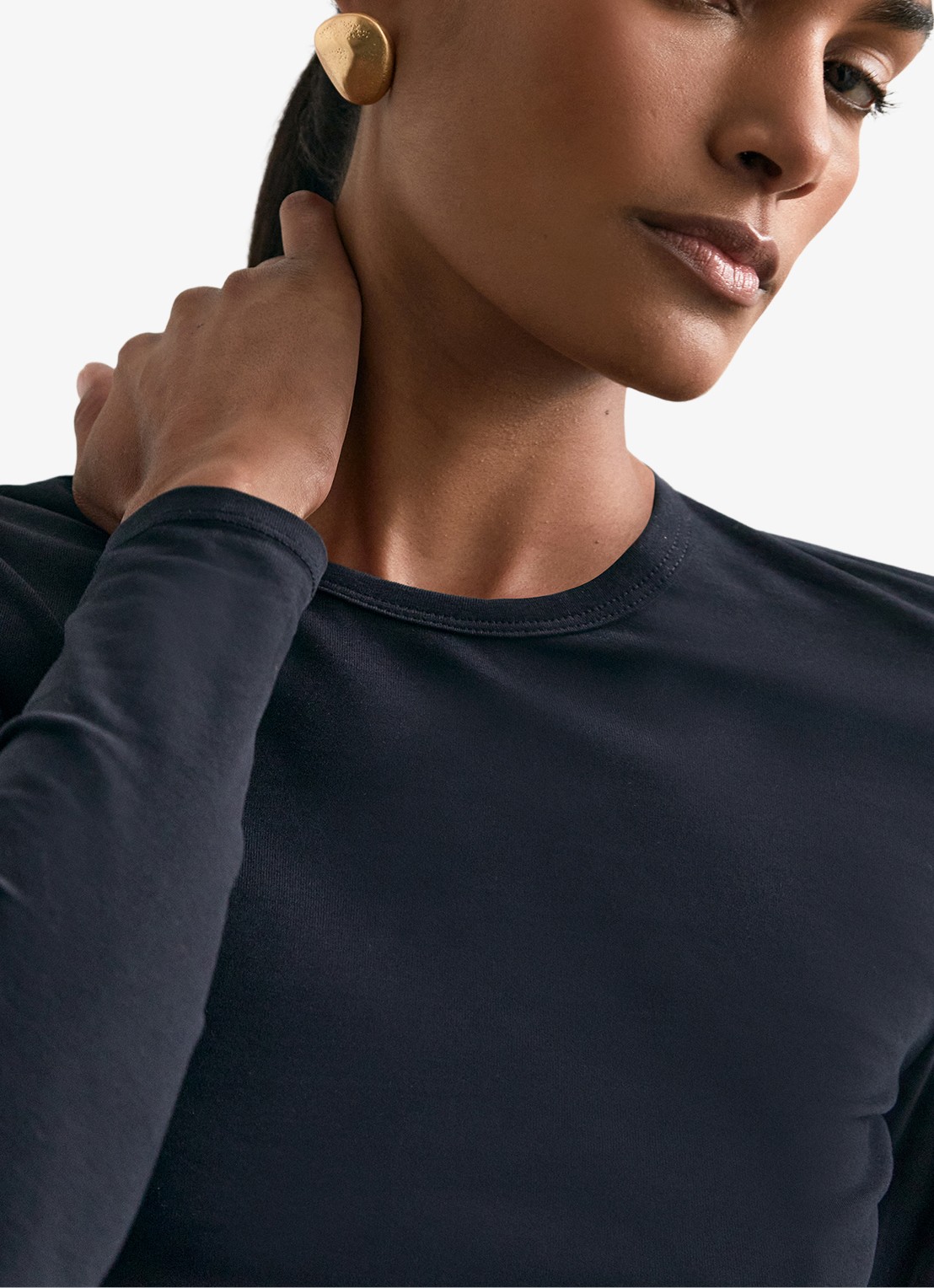 Reiss Jada longsleeve met ronde hals - detail 4 zwart