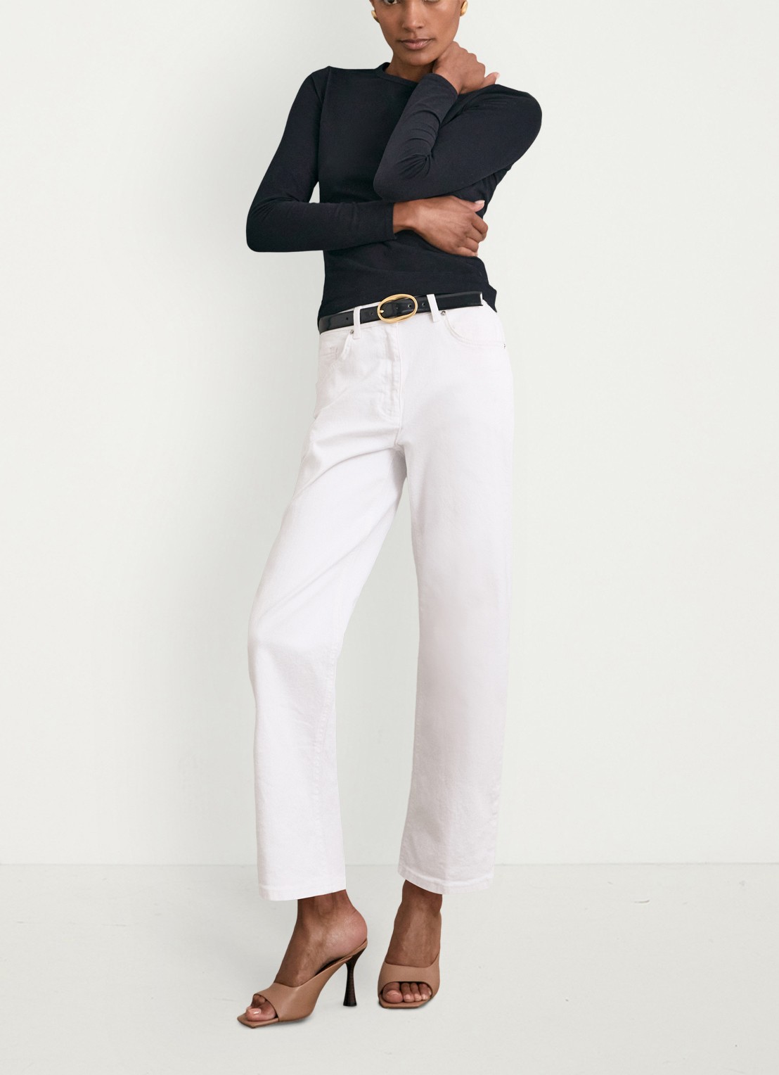 Reiss Jada longsleeve met ronde hals - voorkant 2 zwart
