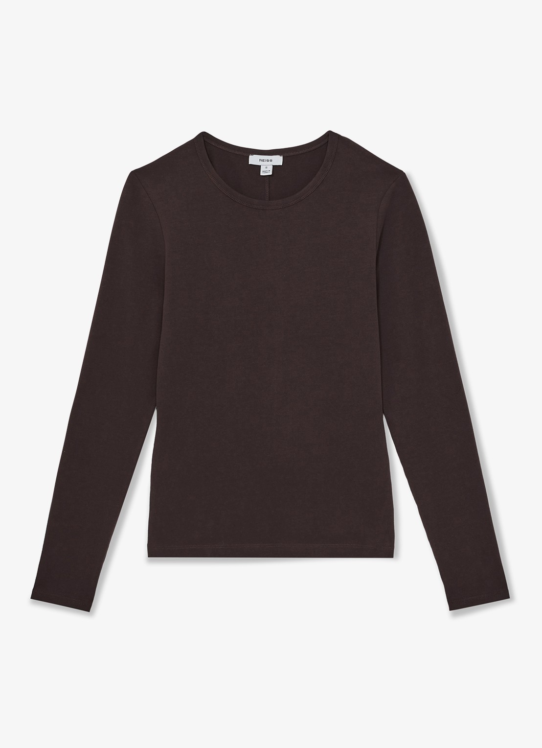 Reiss Jada longsleeve met ronde hals - voorkant 2 donkerbruin