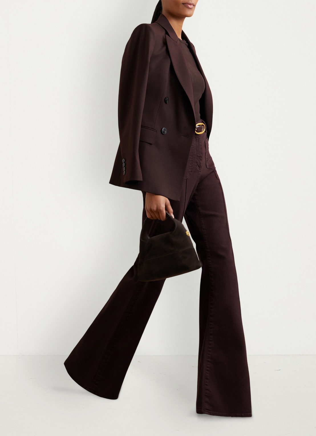 Reiss Jada longsleeve met ronde hals - voorkant 3 donkerbruin