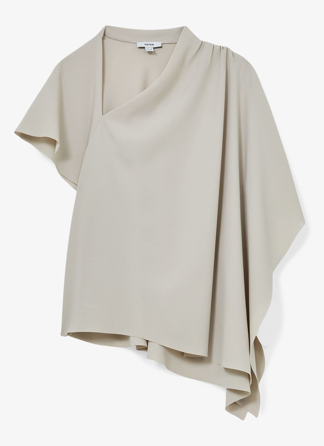 Reiss Jade top met asymmetrische hals - voorkant lichtgrijs