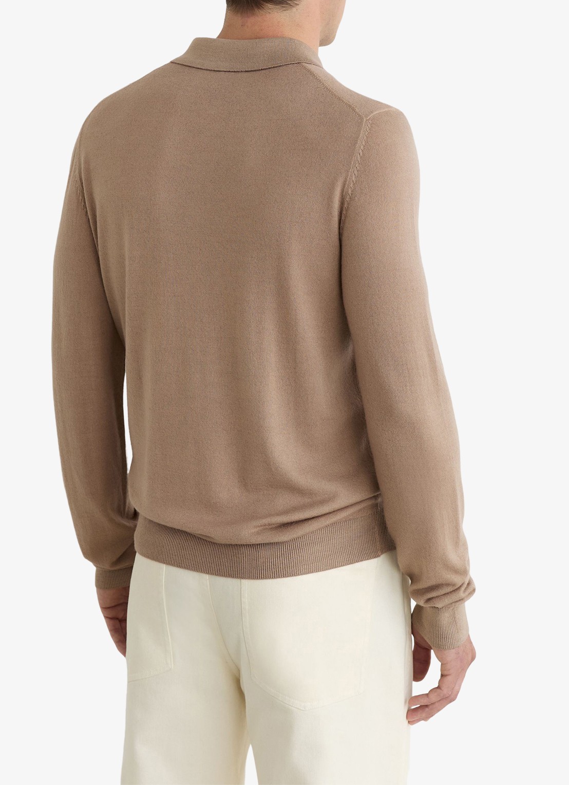 Reiss Jay regular fit polo met structuur - achterkant 3 taupe brown / bruin