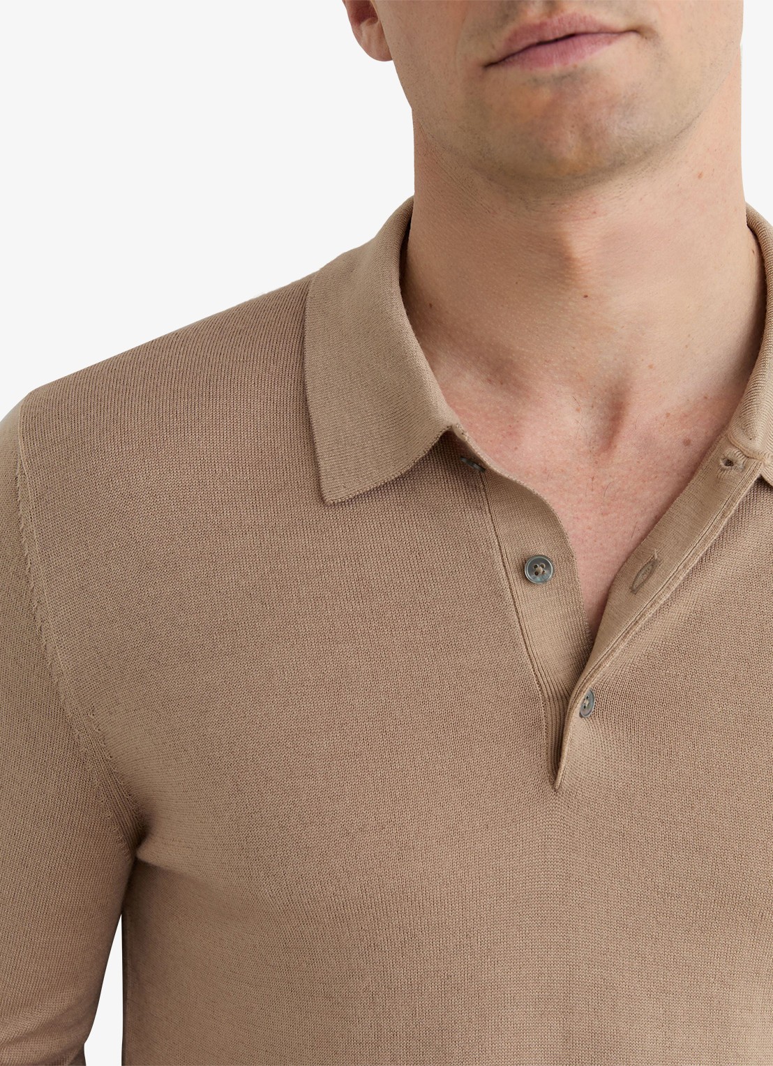 Reiss Jay regular fit polo met structuur - detail 5 taupe brown / bruin