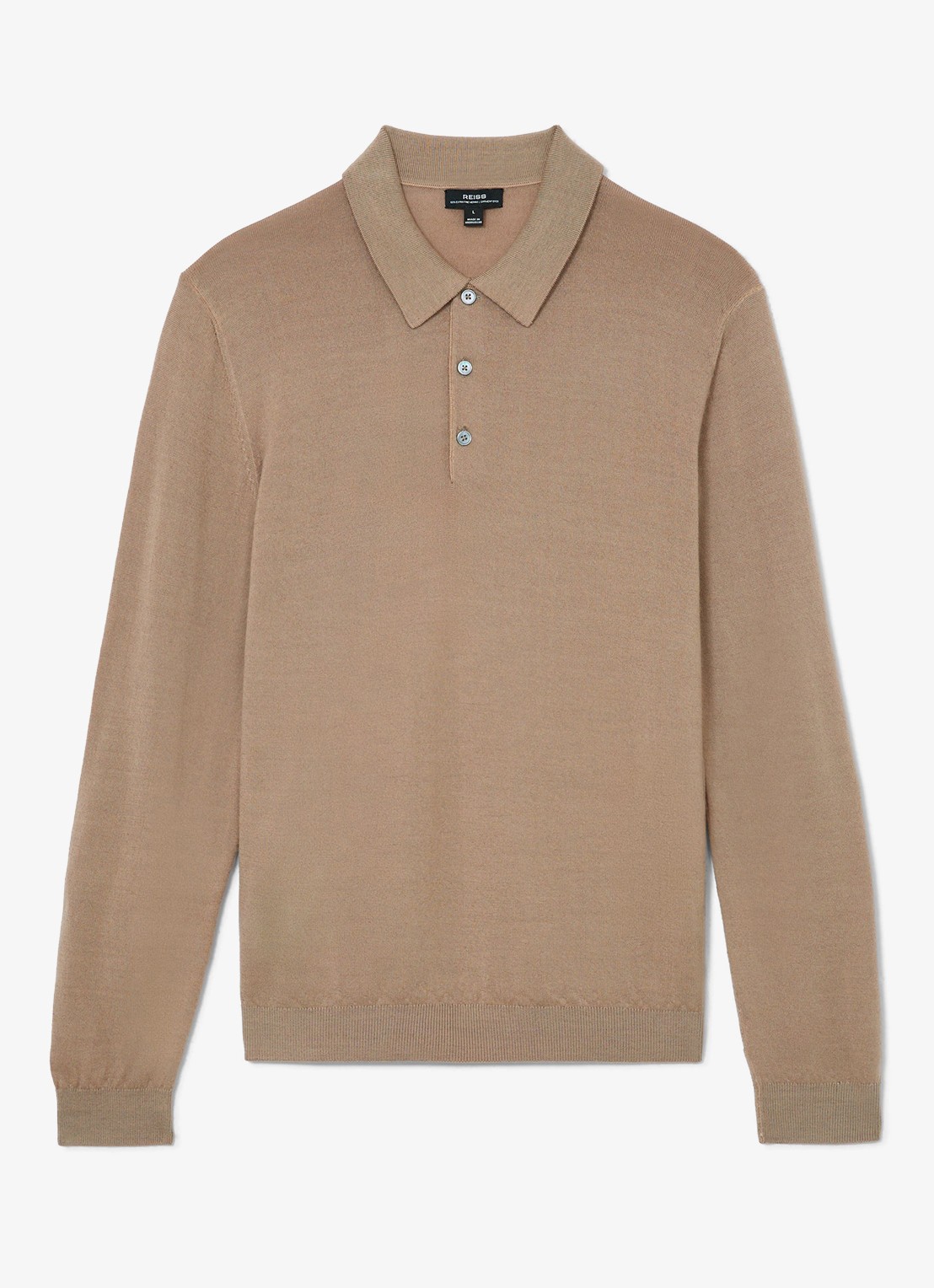 Reiss Jay regular fit polo met structuur - voorkant taupe brown / bruin