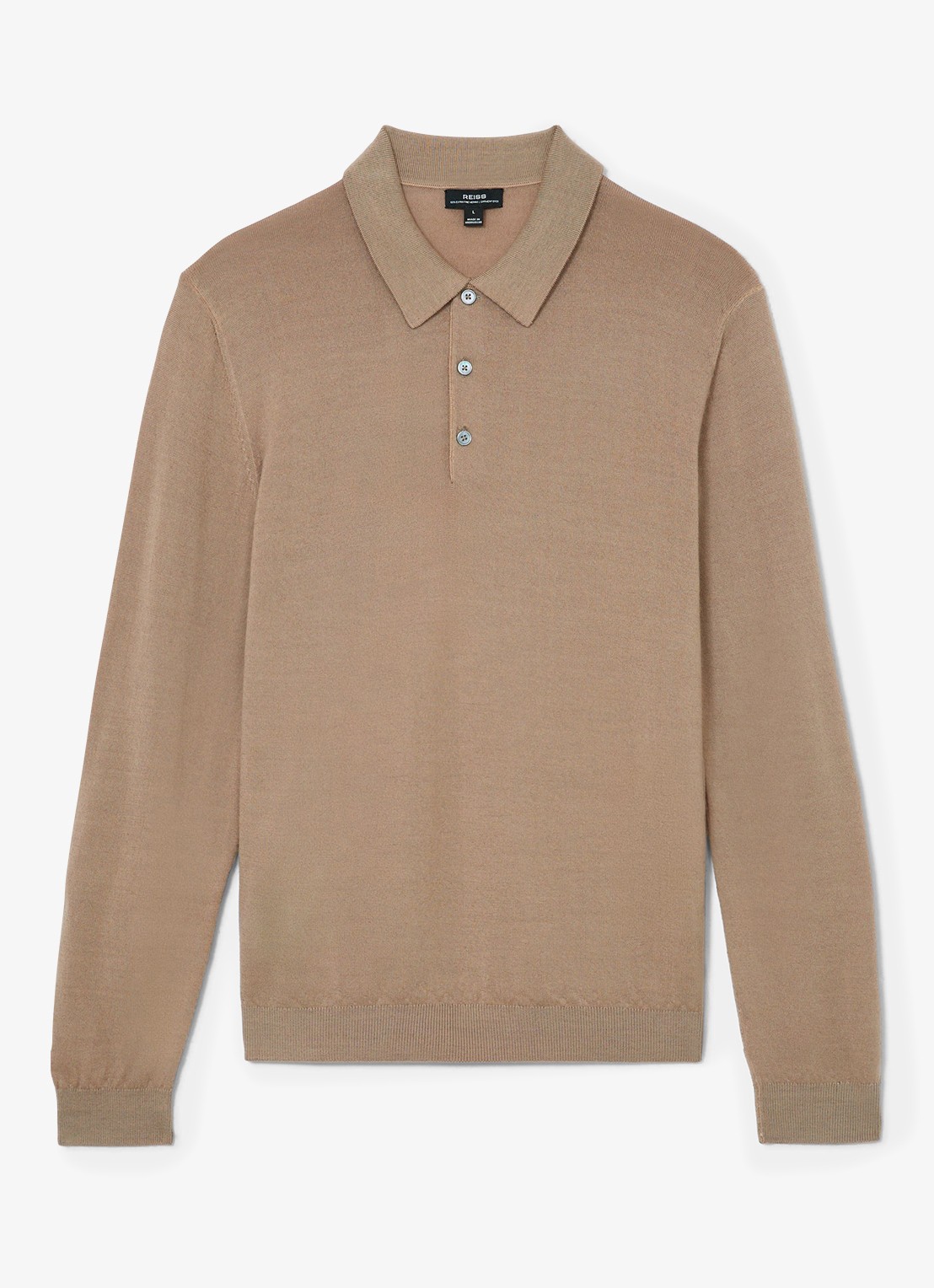 Reiss Jay regular fit polo met structuur - voorkant taupe brown / bruin
