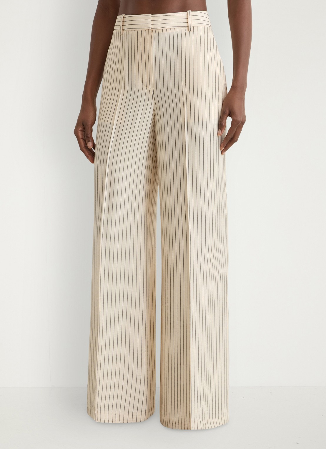 Reiss Jayce high waist wide fit pantalon met streepprint - detail 6 creme