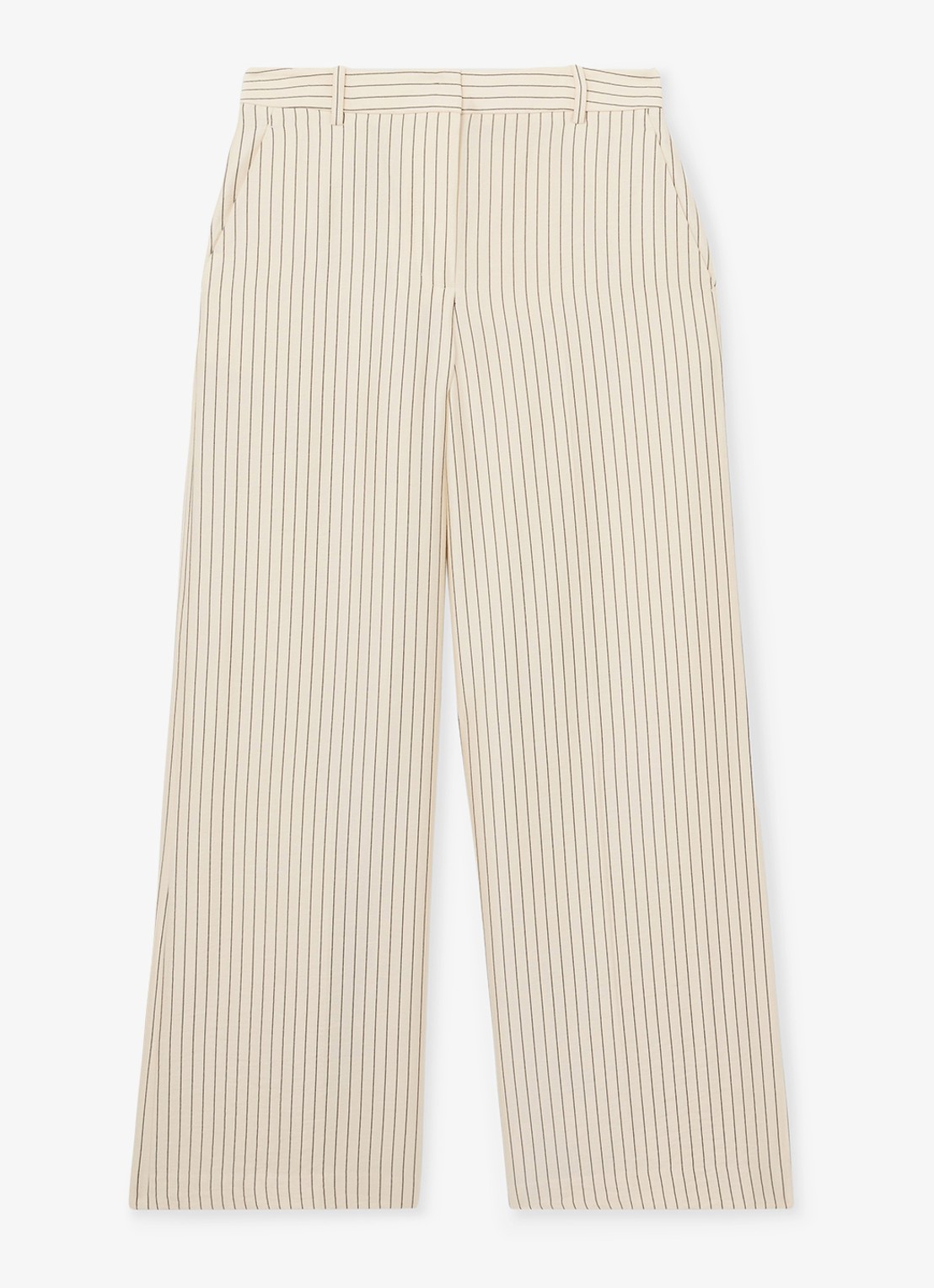 Reiss Jayce high waist wide fit pantalon met streepprint - voorkant creme