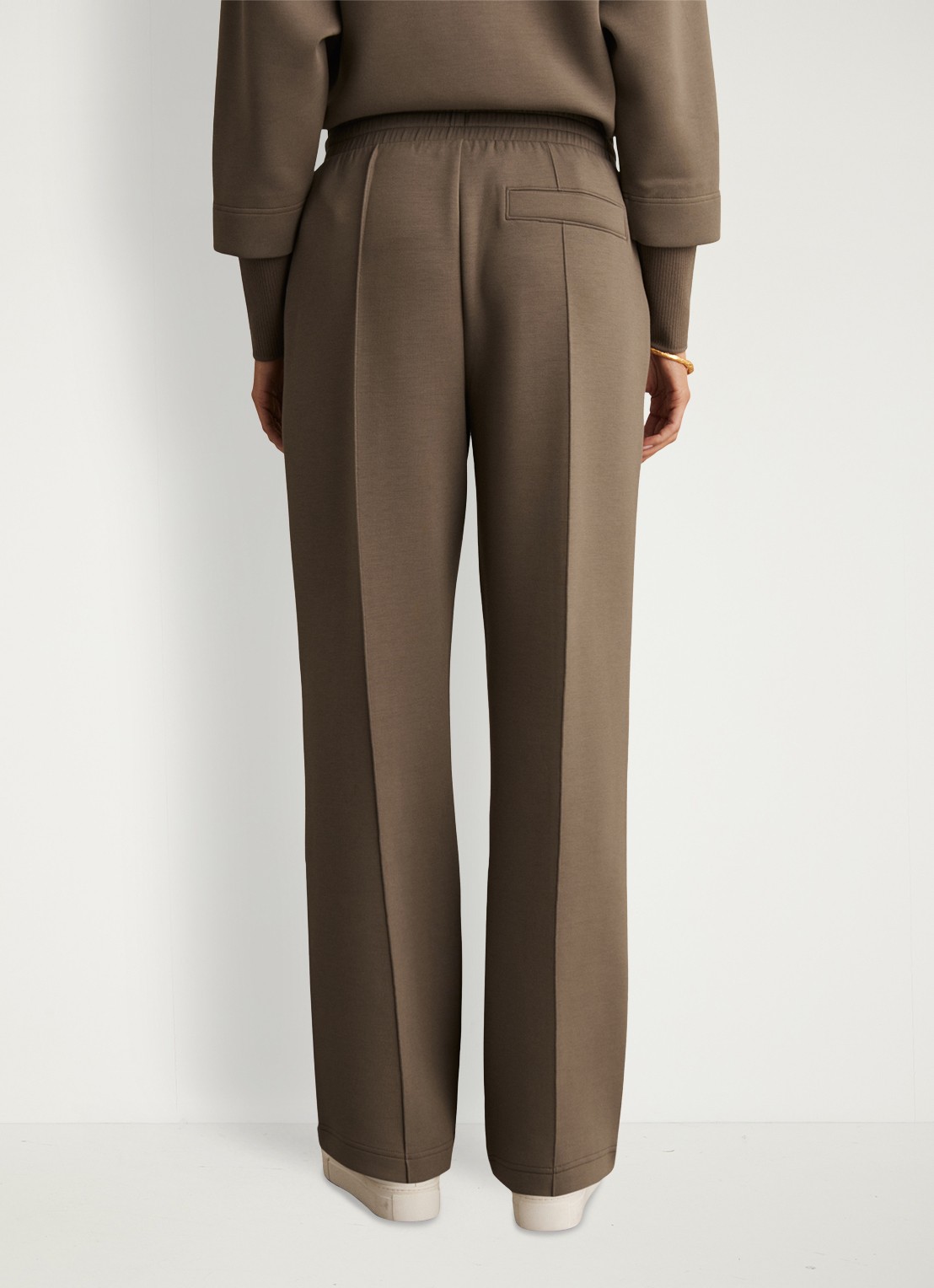 Reiss Jemma high waist straight fit joggingbroek met steekzakken - achterkant 3 khaki