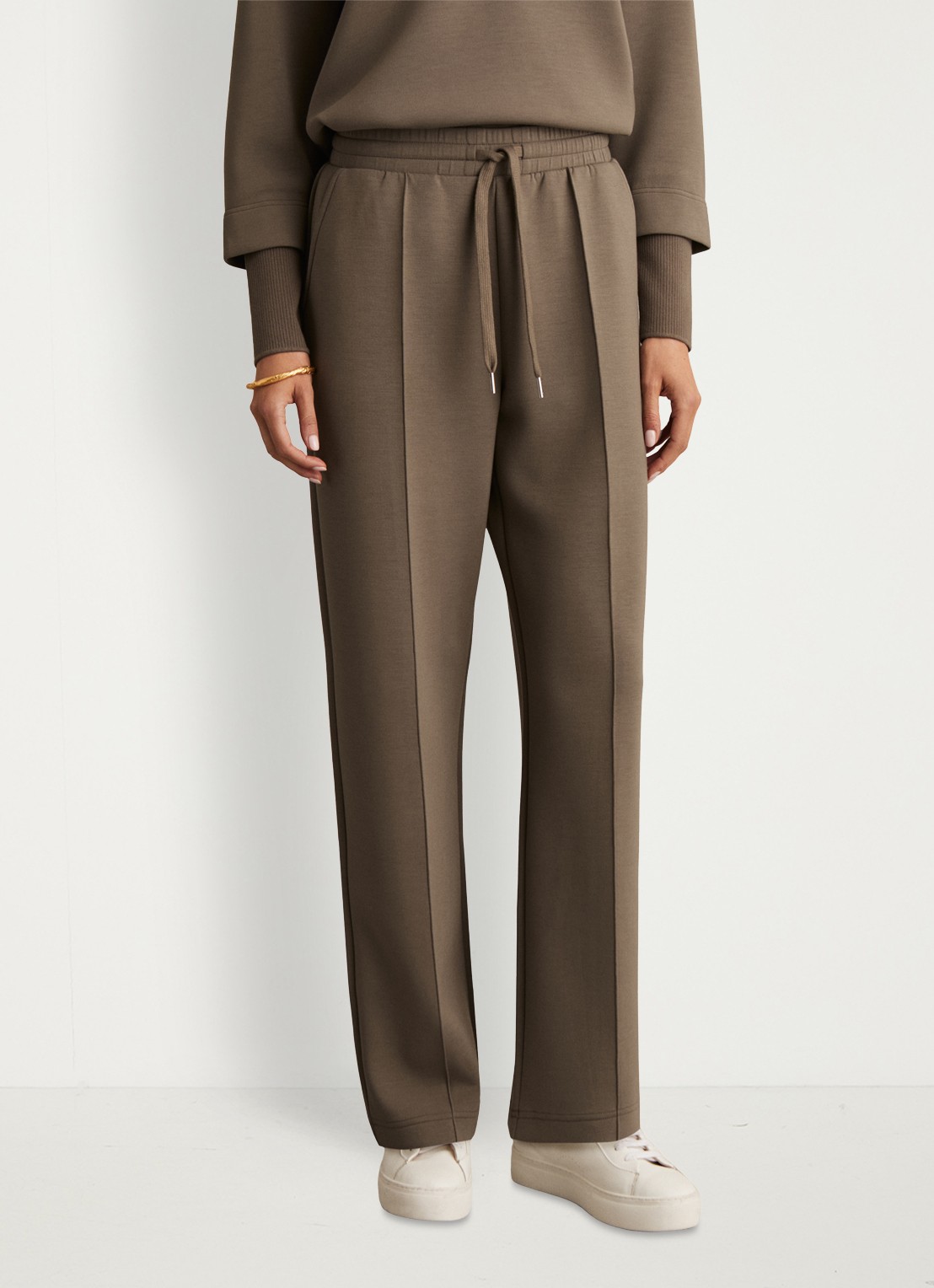 Reiss Jemma high waist straight fit joggingbroek met steekzakken - detail 4 khaki