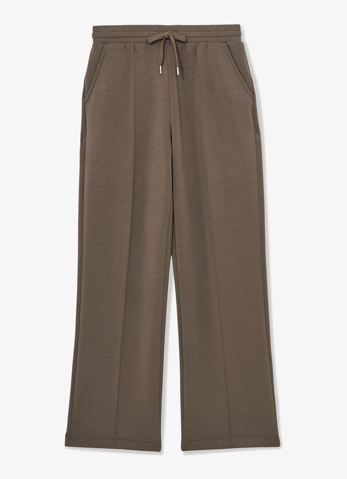 Reiss Jemma high waist straight fit joggingbroek met steekzakken - voorkant khaki