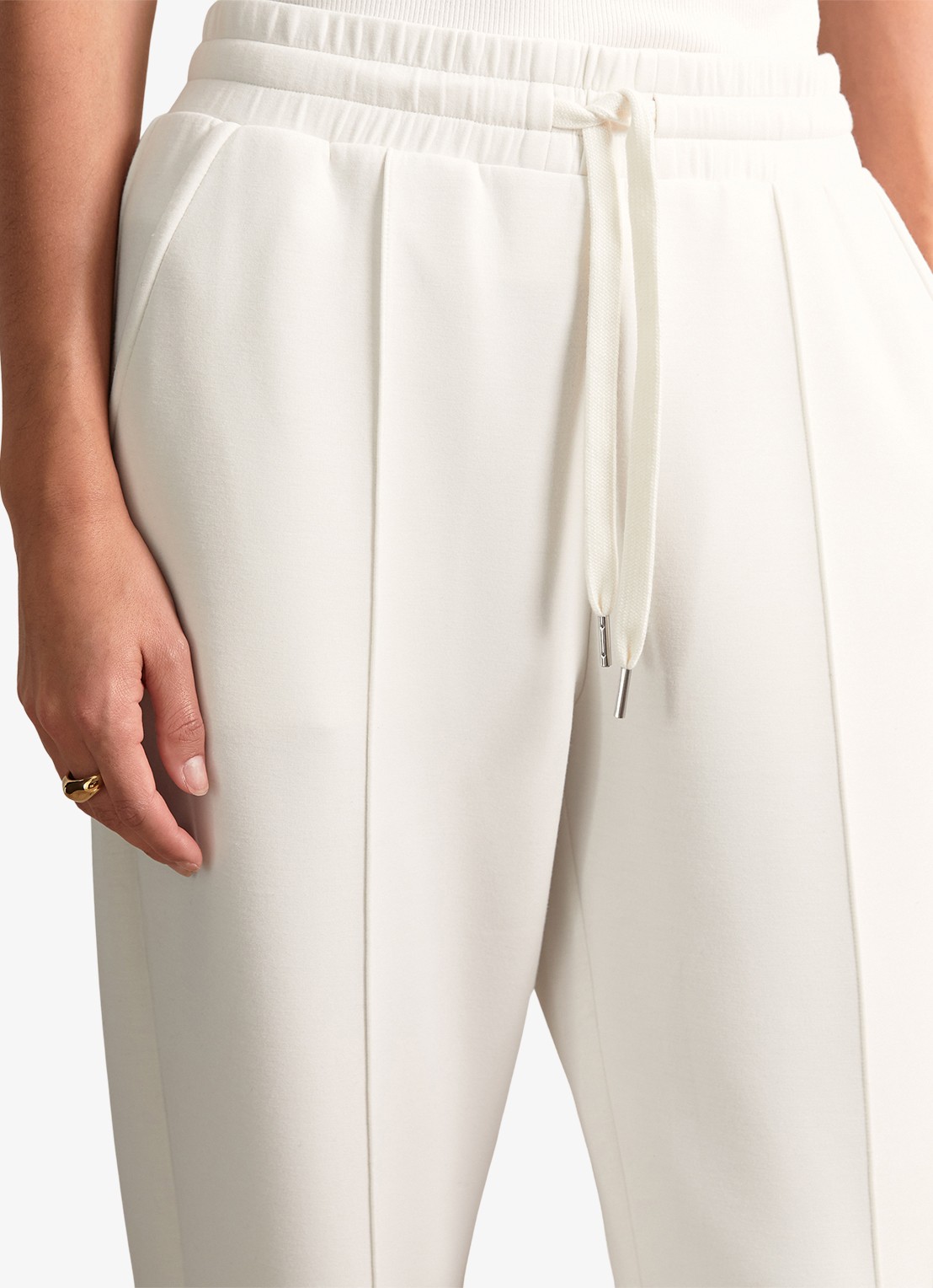 Reiss Jemma high waist straight fit joggingbroek met steekzakken - detail 5 wit