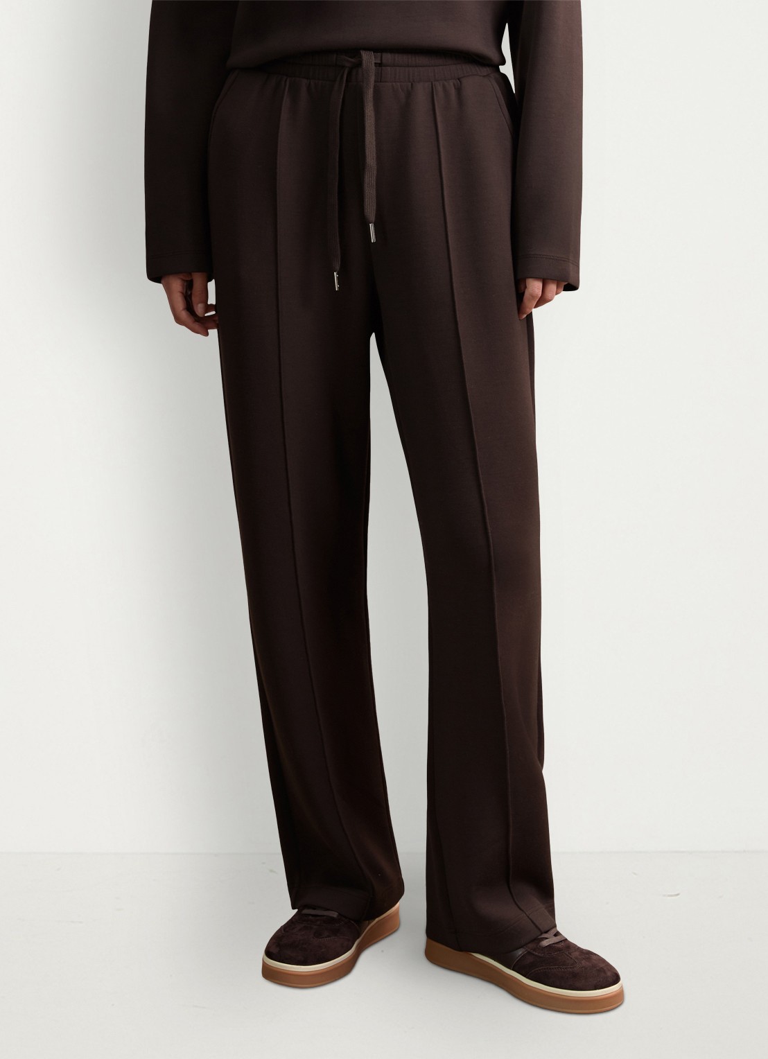 Reiss Jemma high waist straight fit joggingbroek met steekzakken - detail 6 chocoladebruin