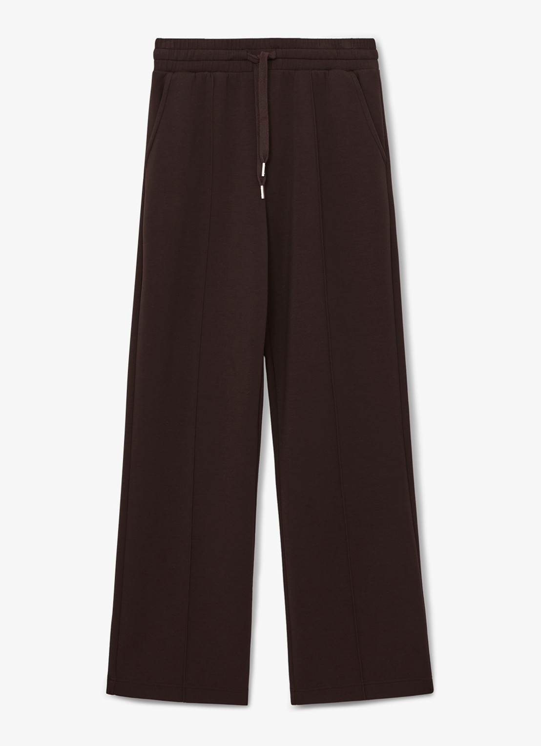 Reiss Jemma high waist straight fit joggingbroek met steekzakken - voorkant 3 chocoladebruin
