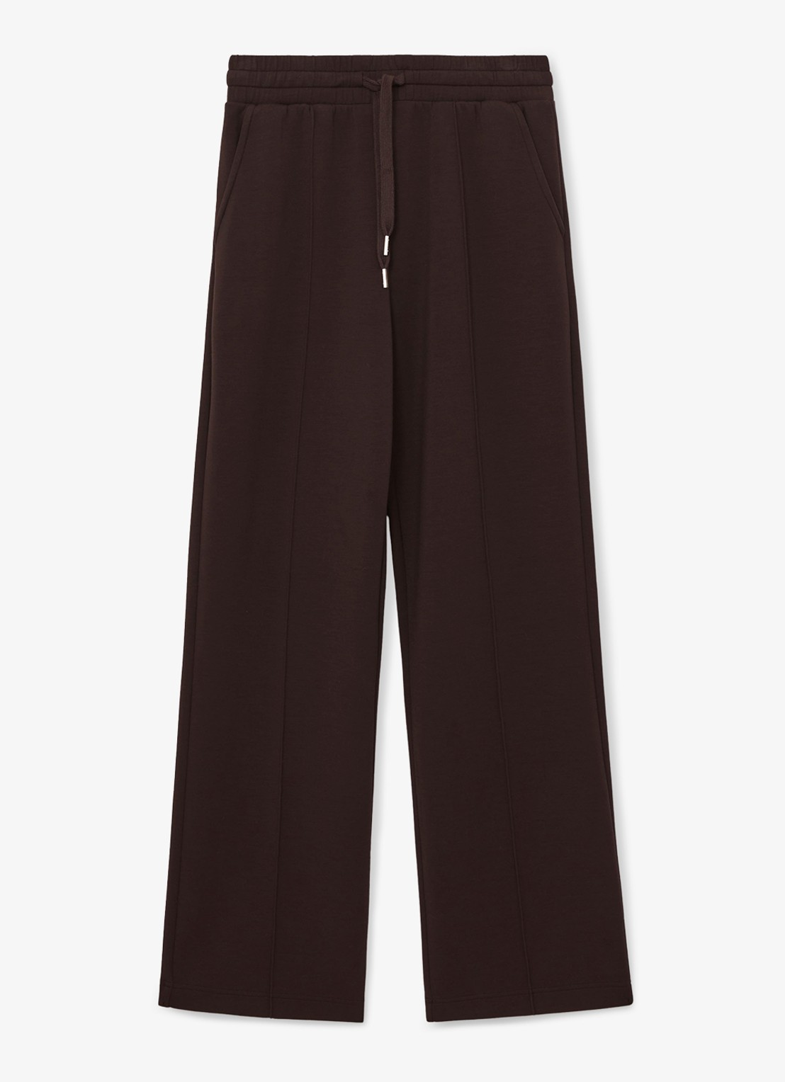 Reiss Jemma high waist straight fit joggingbroek met steekzakken - voorkant 5 chocoladebruin