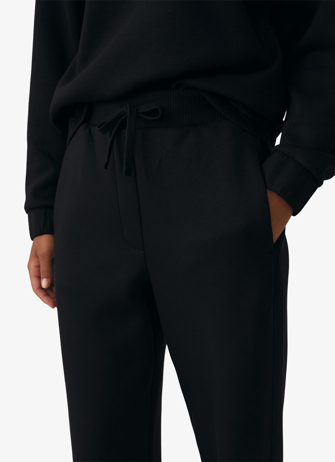 Reiss Jemma high waist straight fit joggingbroek met steekzakken - detail 4 black / zwart