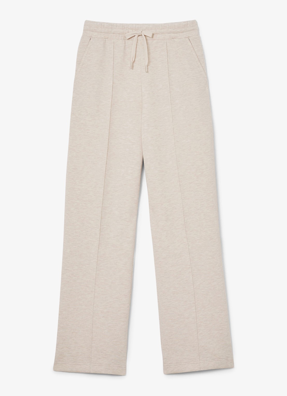 Reiss Jemma high waist wide fit joggingbroek met steekzakken - voorkant beige