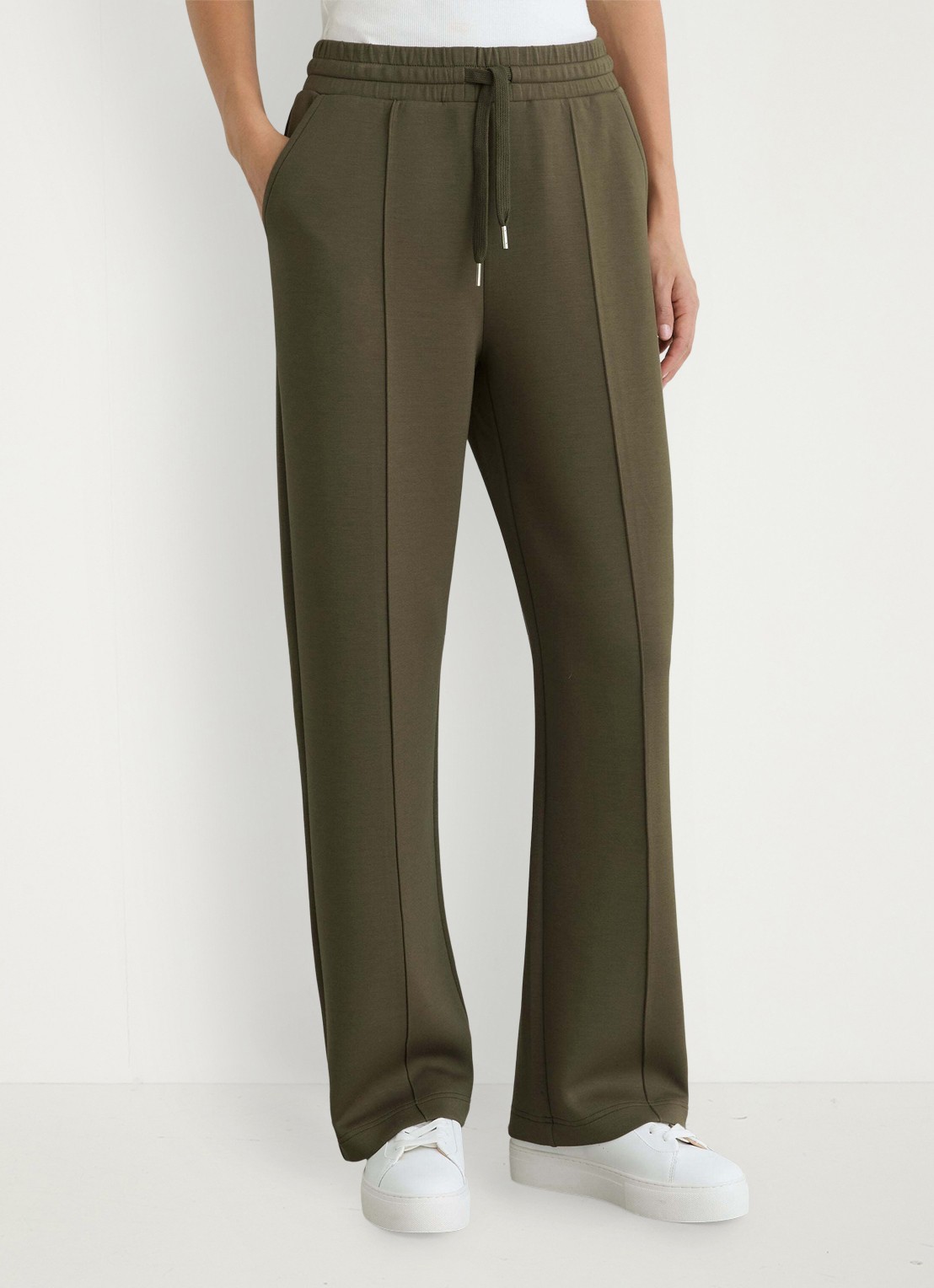 Reiss Jemma high waist wide fit joggingbroek met steekzakken - detail 3 olijfgroen