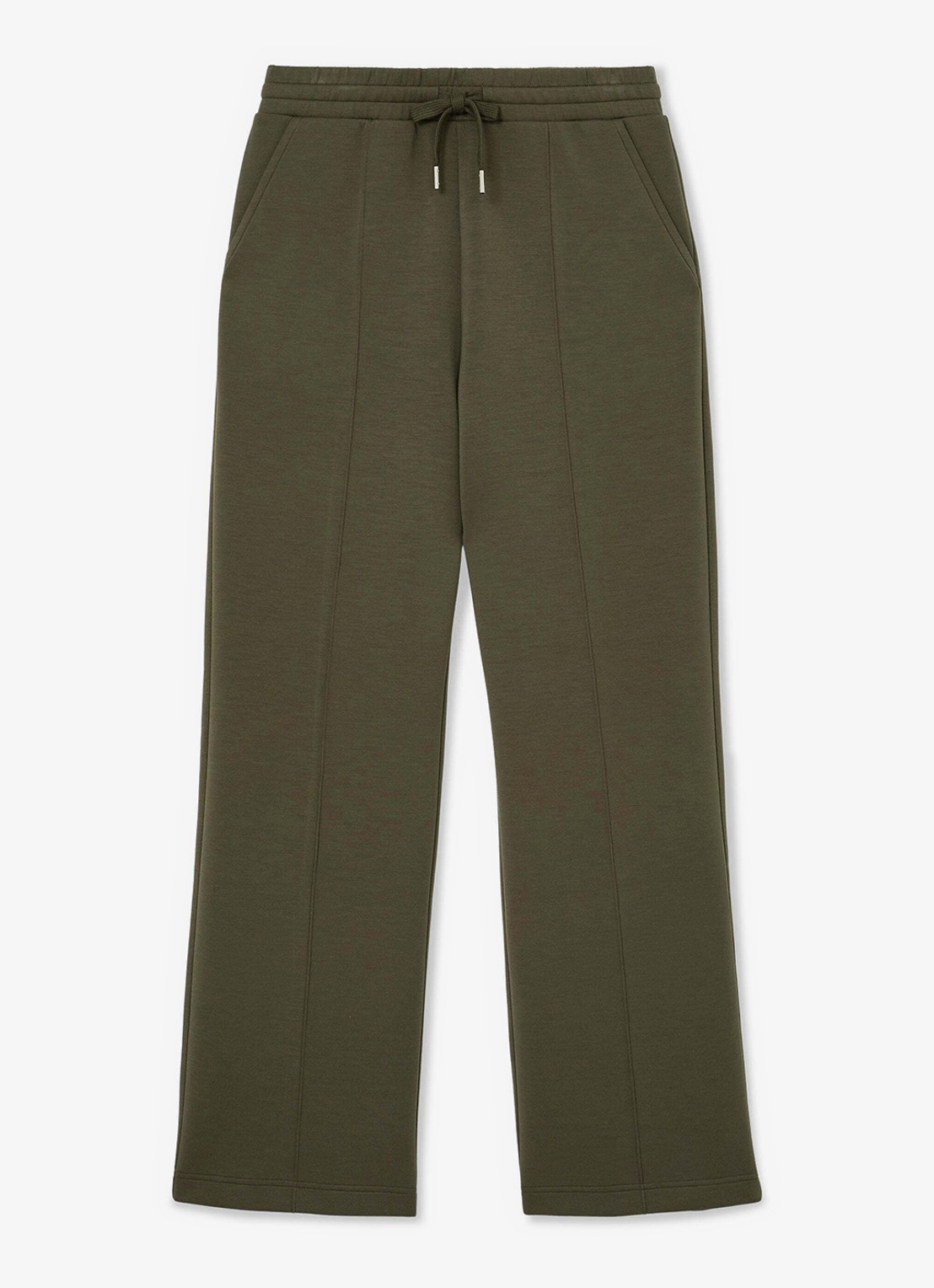 Reiss Jemma high waist wide fit joggingbroek met steekzakken - voorkant olijfgroen