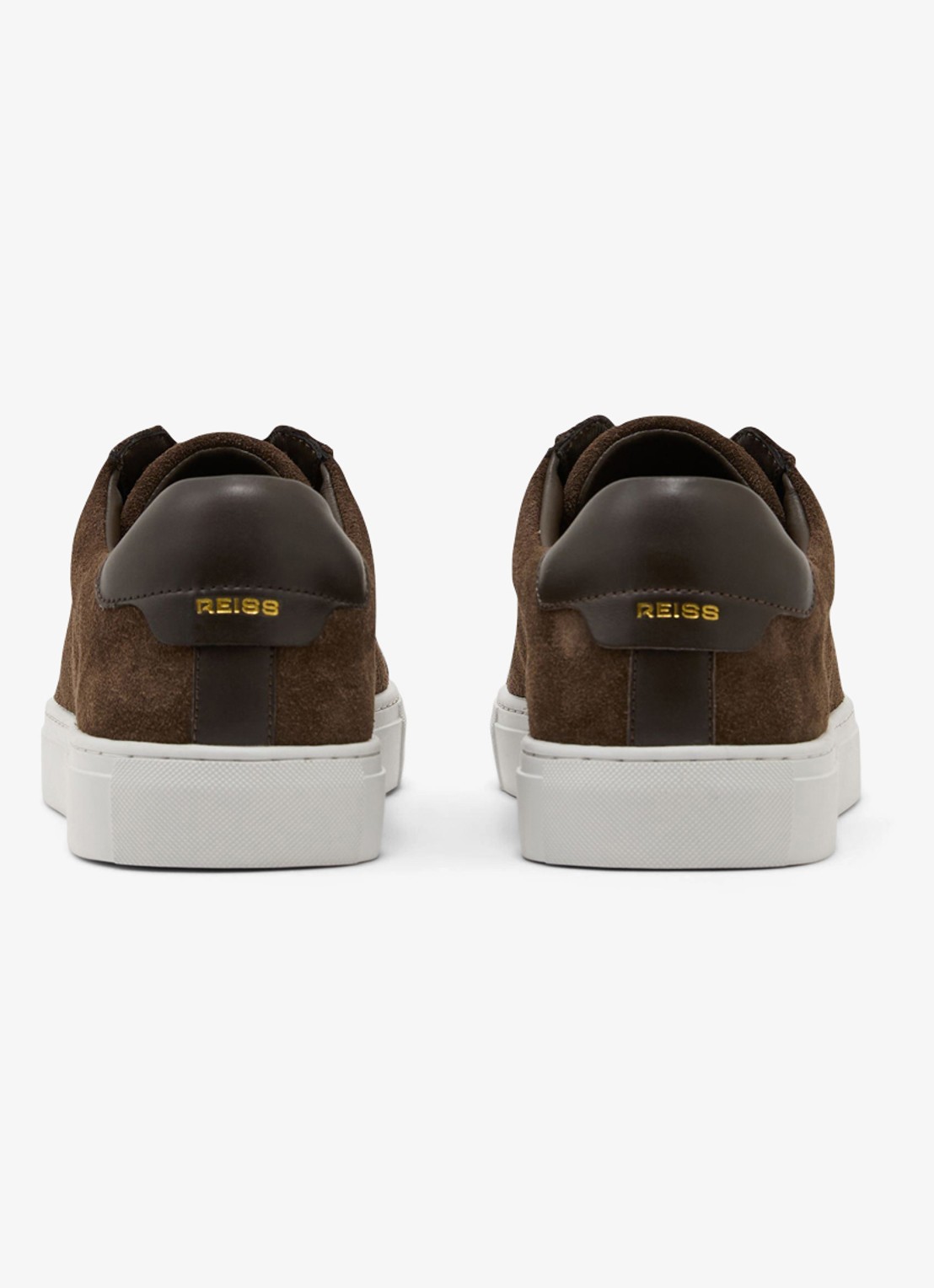 Reiss Jenson sneaker van suède - detail 5 chocoladebruin