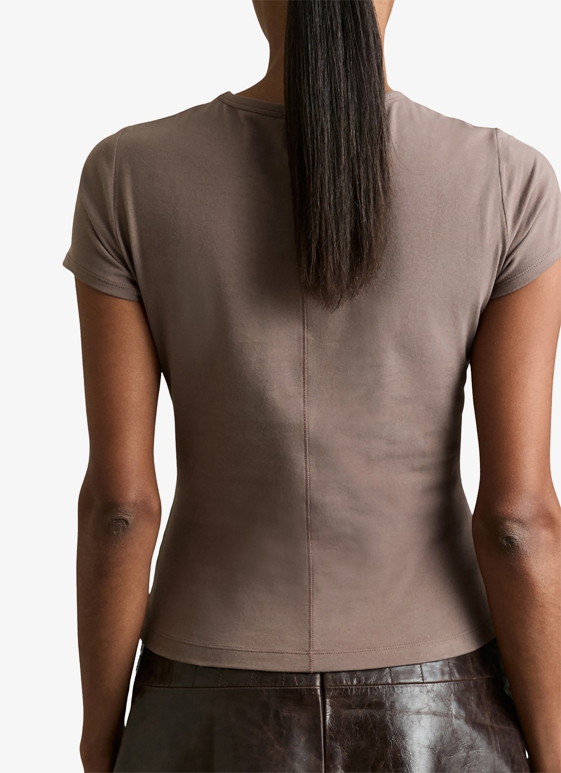 Reiss Jolie T-shirt met stretch - achterkant zand