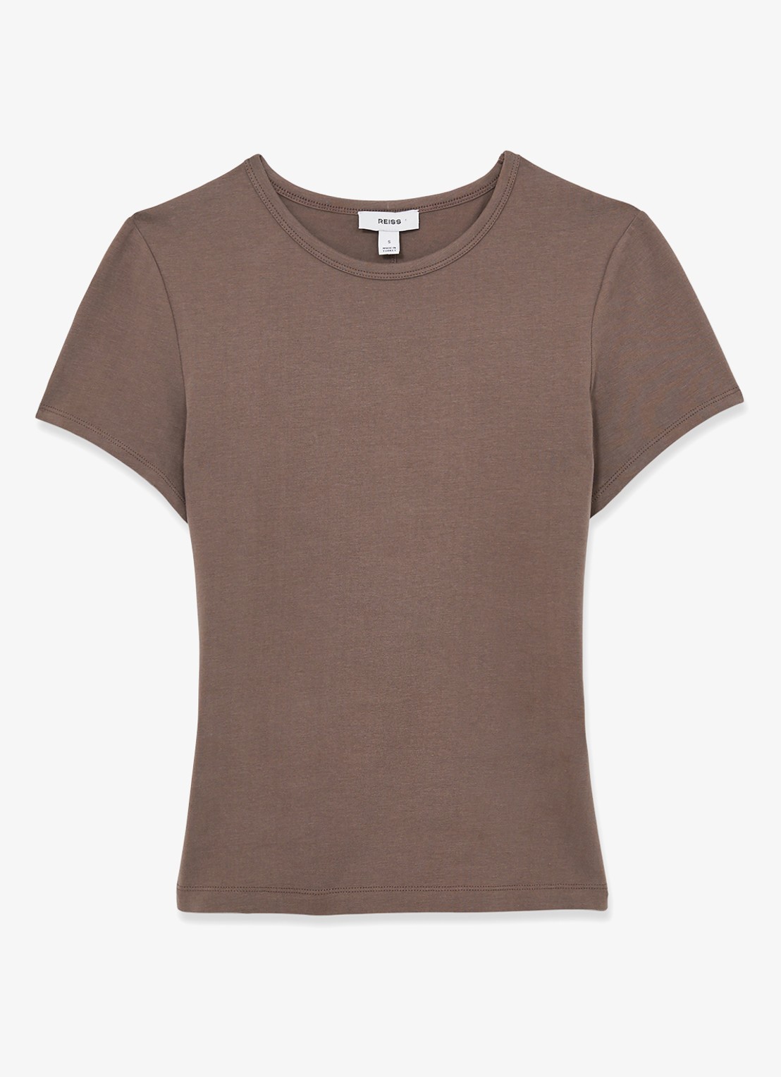 Reiss Jolie T-shirt met stretch - voorkant 4 zand