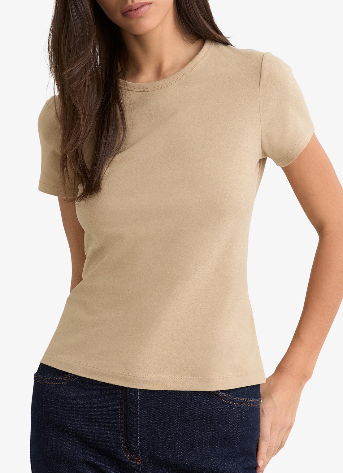 Reiss Jolie T-shirt met stretch - detail camel