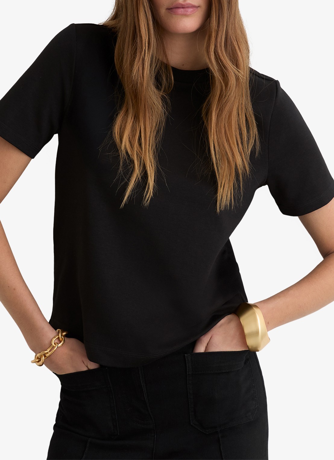 Reiss Josie T-shirt met ronde hals - detail 2 black / zwart